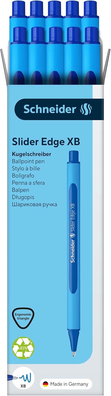 Detalle de Schneider Slider Edge XB Kugelschreiber – 10er Pack, blau, Dreikant-Stift
