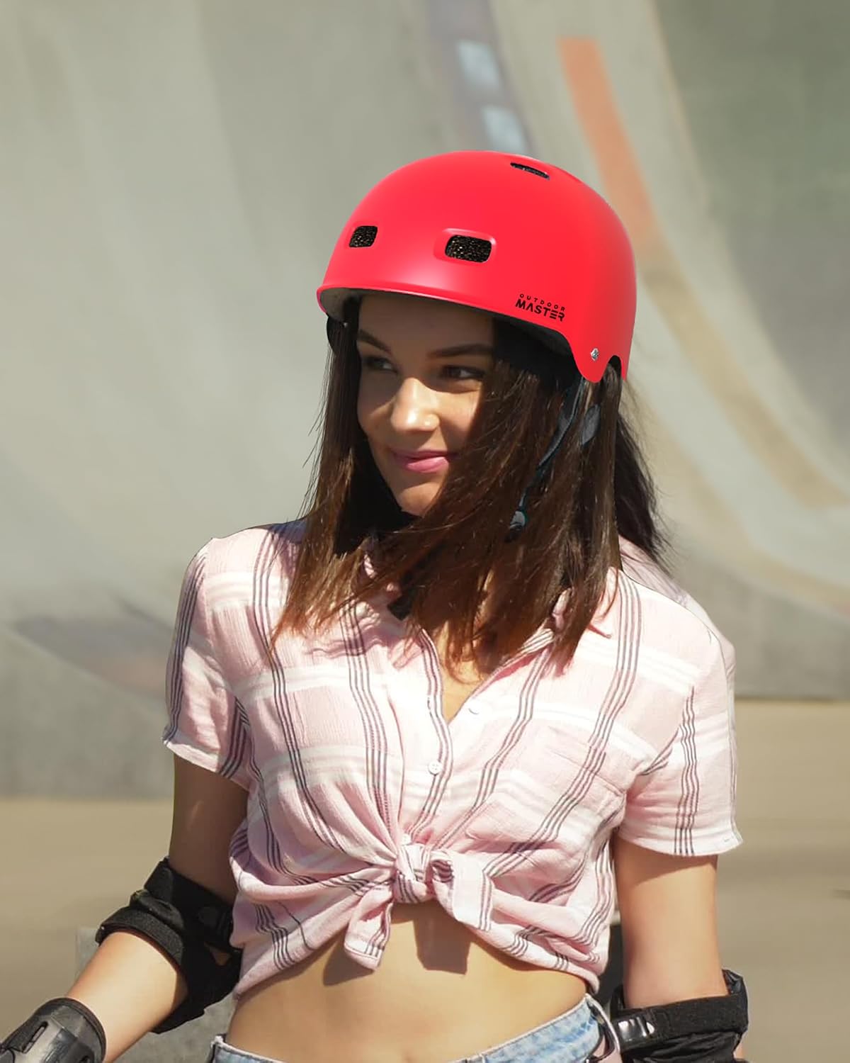 Thumbnail 6 de OutdoorMaster OM-SKB Skateboard Helmet, Red, Adjustable Fit