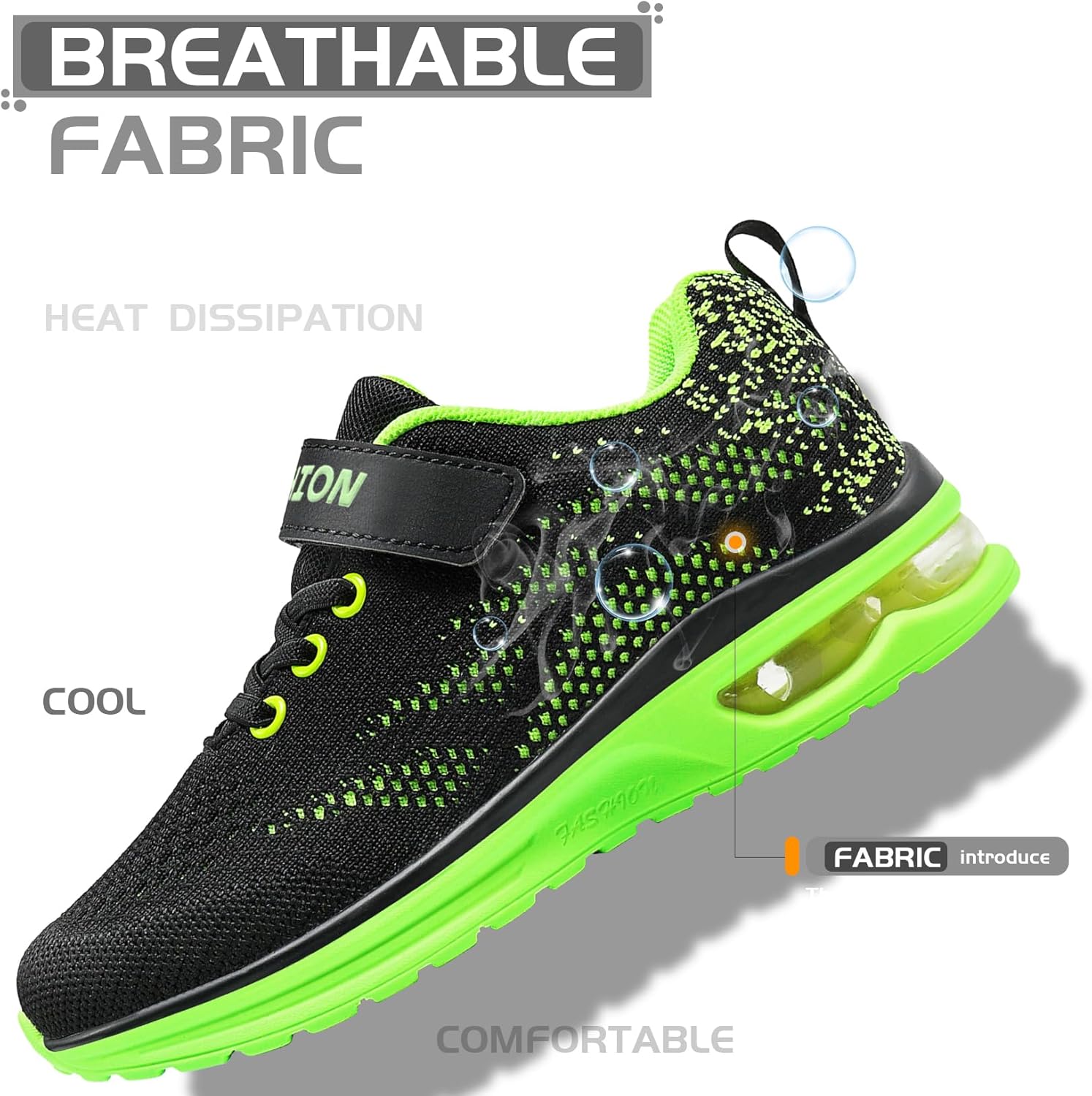 Thumbnail 2 de ASHION Kinder Turnschuhe Jungen Sneaker aus atmungsaktivem Mesh mit Klettverschluss