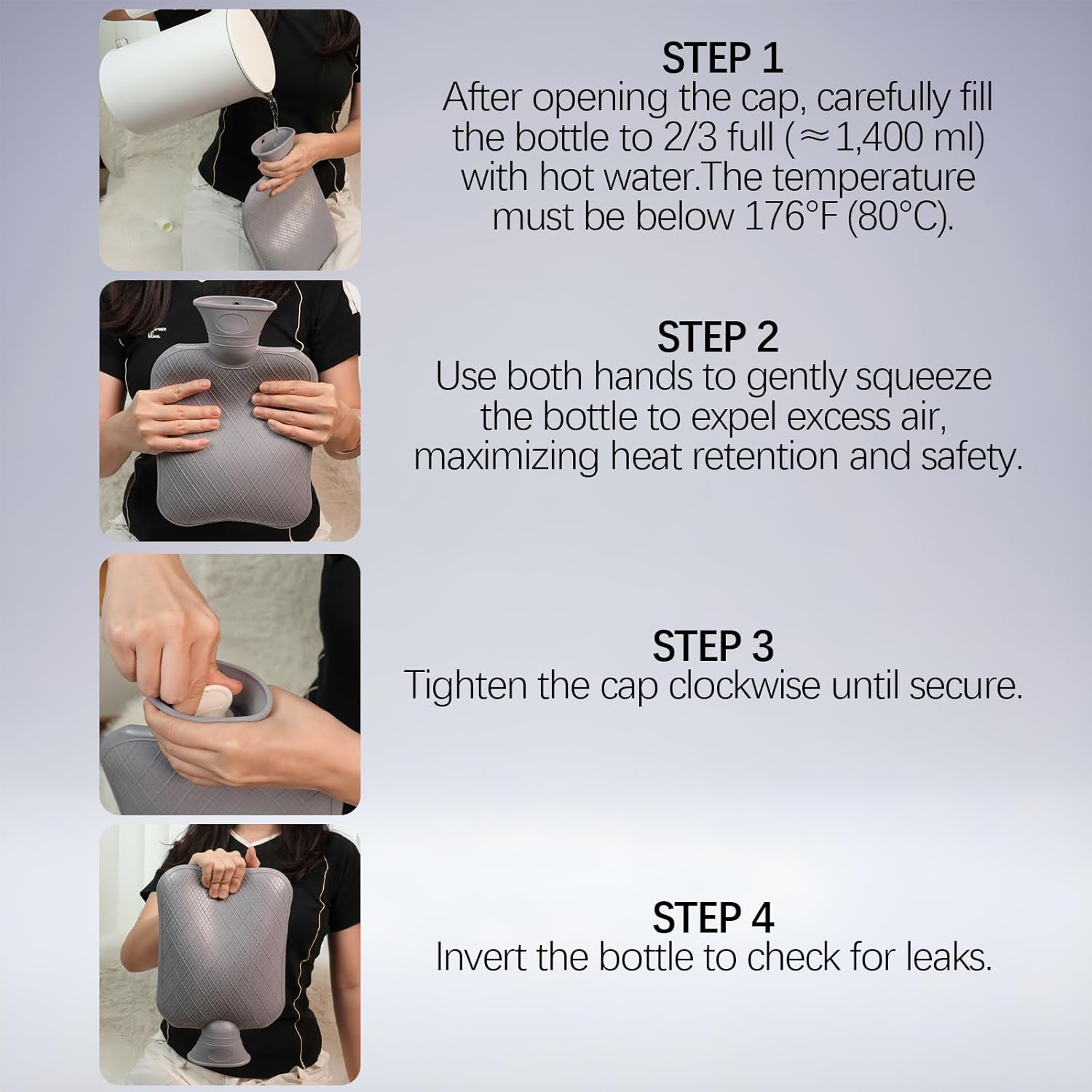 Thumbnail 6 de FORICOM Extra Large Hot Water Bottle 2L