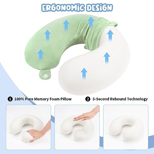 Detalle de WENGX Travel Pillow Neck Pillow Memory Foam: Ergonomic Support for Long Journeys (Green)