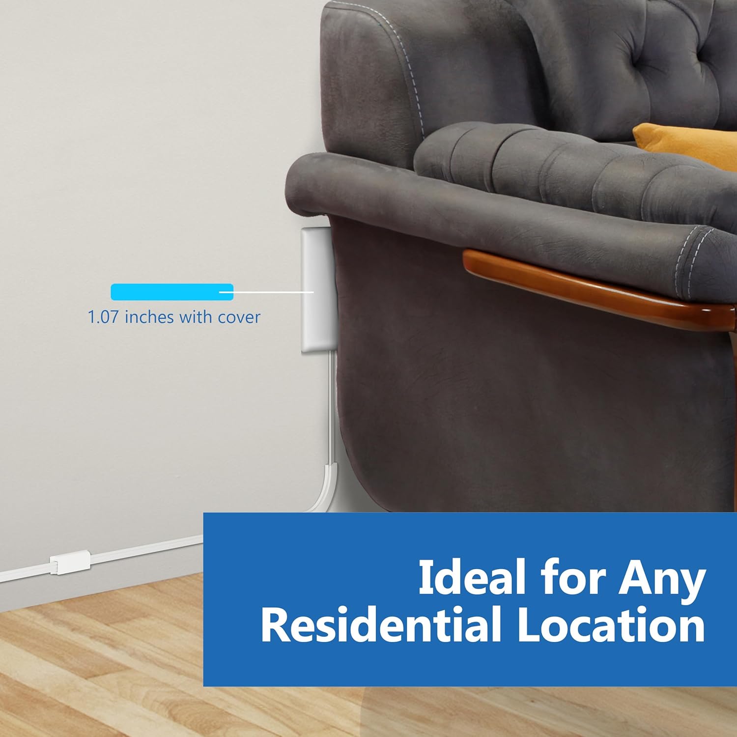 Thumbnail 3 de LIDER Flat-Face Outlet Extender LWE3-315-W (3 Outlets, 3ft Cord, Ultra-Thin Wall Plate, White) — ETL-Listed