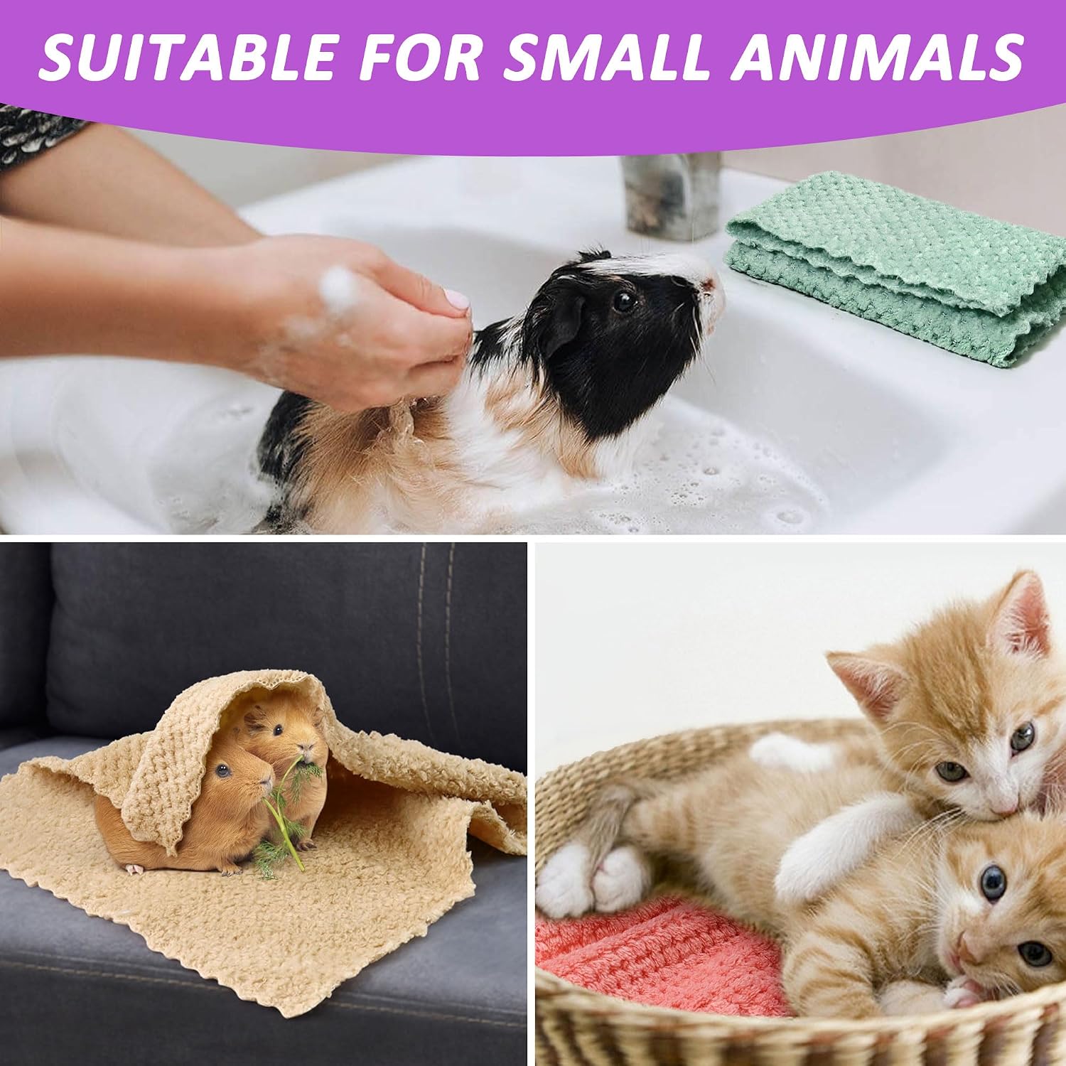 Thumbnail 5 de 10Pcs Guinea Pig Fleece Blanket Set – 12 x 12In Small Animal Bedding and Cage Liners
