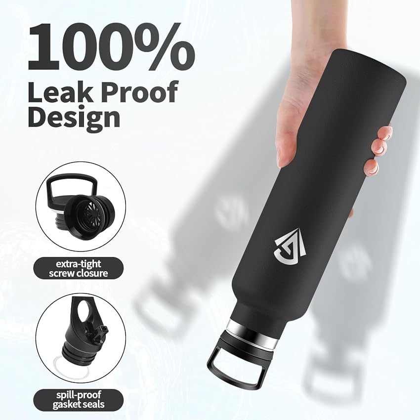 Detalle de Botella Agua 1L térmica de acero inoxidable, antifugas 🚰