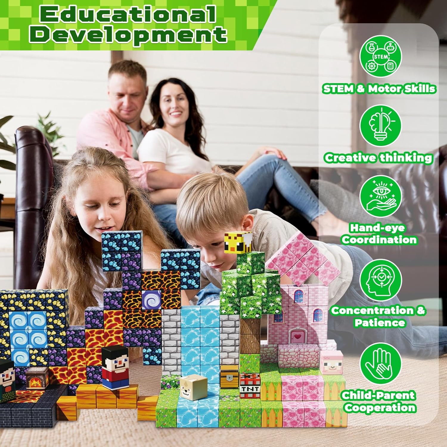 Thumbnail 5 de Goody King 200PCS Magnetic Building Blocks - Forest & Volcano Adventure Set