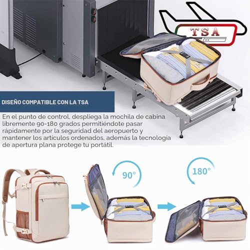 Thumbnail 6 de ENZOSUM Maleta de Cabina para Ryanair 40x20x25 cm | Mochila de Viaje Beige con Compartimento para Portátil de 14
