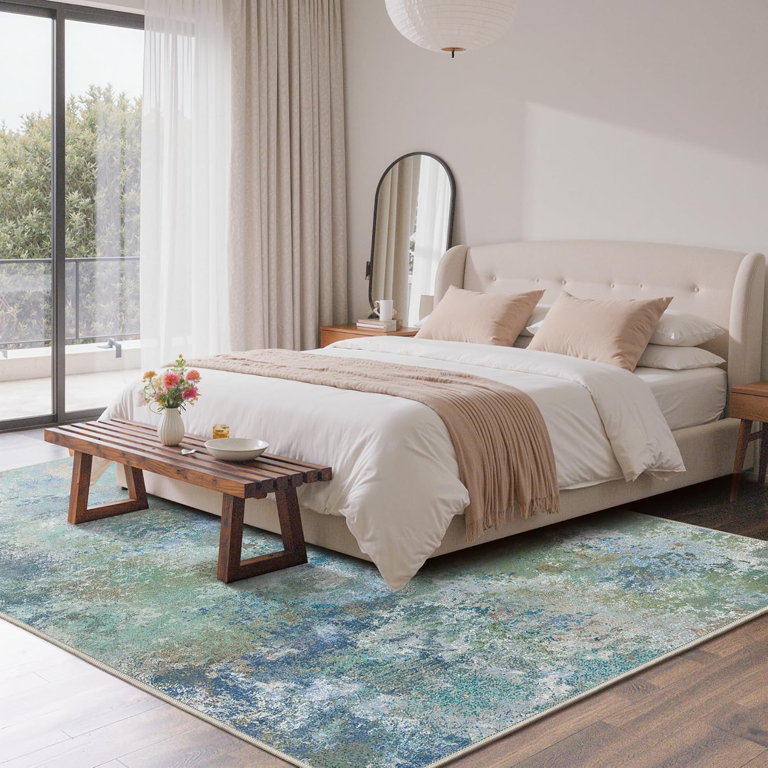 Thumbnail 3 de GENIMO Washable Rugs 8x10: Modern, Lightweight, Non-Slip Blue-Green Area Rug