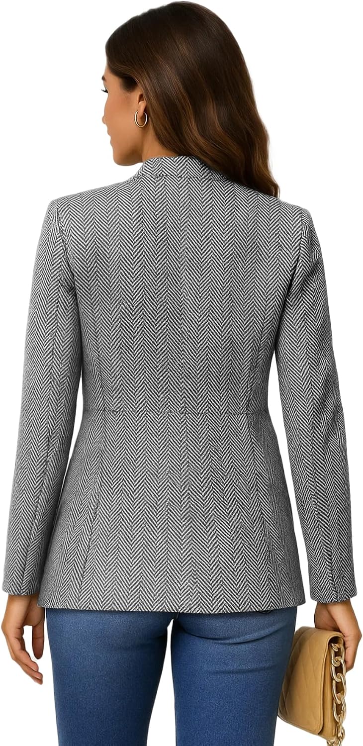 Thumbnail 4 de Mina Self 2026 Tweed Plaid Blazer 5 Sizes