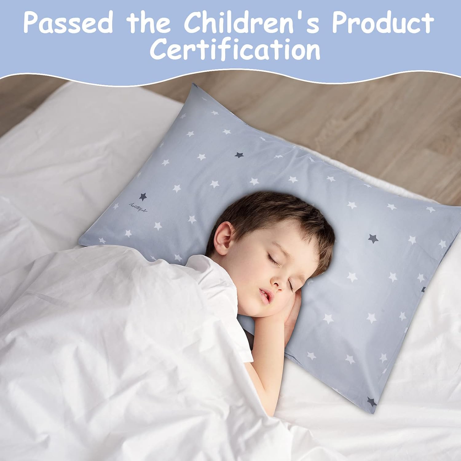 Thumbnail 6 de Vicloon Kinder Kissenbezug (2er-Set) 40 x 60 cm aus Baumwolle mit Umschlag – Sterne grau