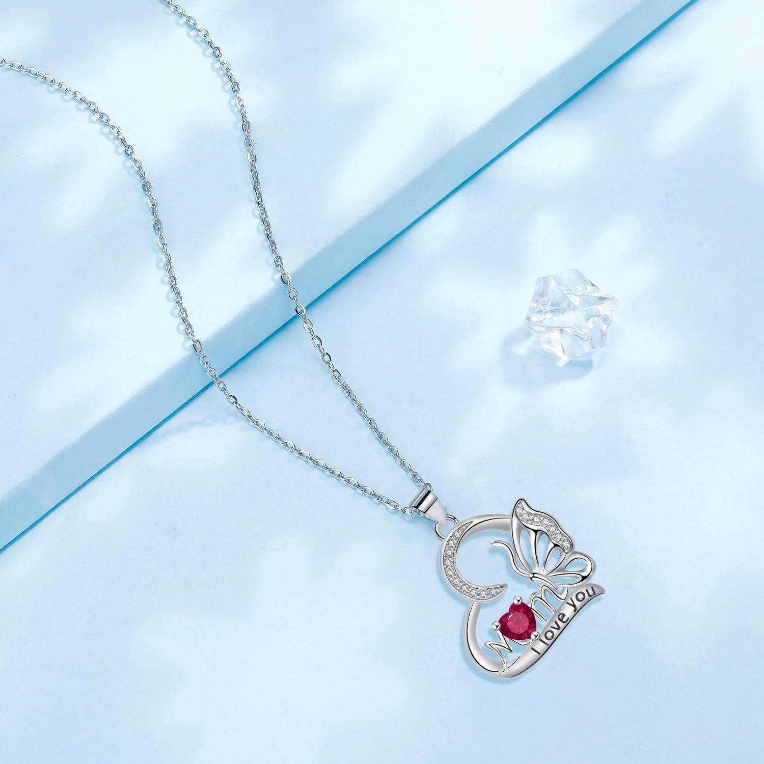 Thumbnail 6 de Arrebol Collier pour Femme en Argent Sterling 925 – Pendentif cœur papillon, réglable 45 cm + 5 cm