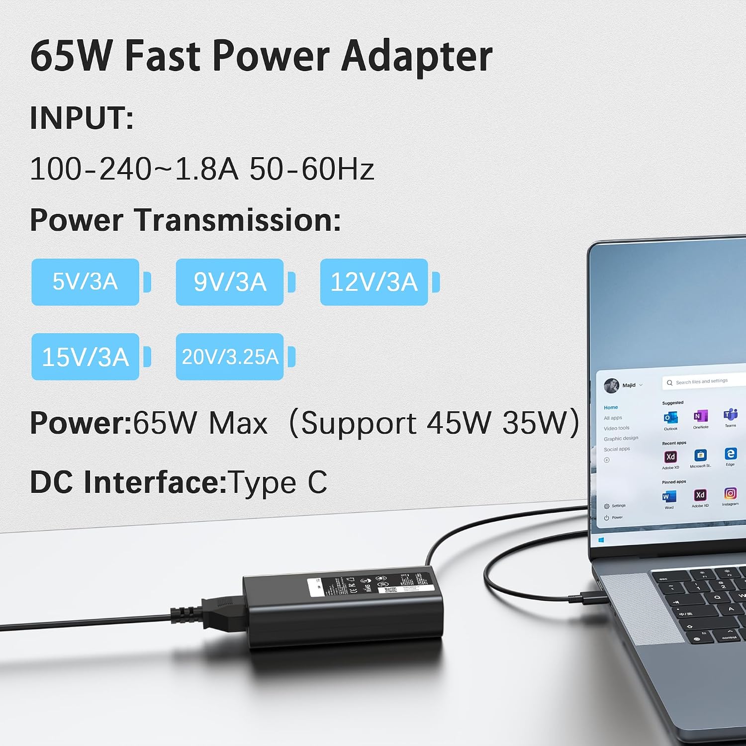 Detalle de 65W USB-C laptop charger for Dell