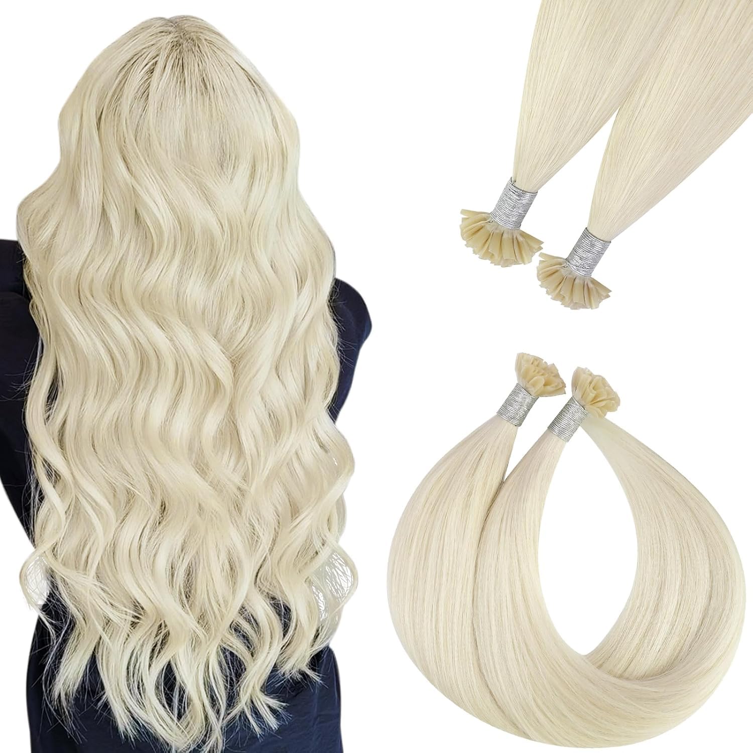 Detalle de Easyouth Bondings Echthaar Blond 50cm