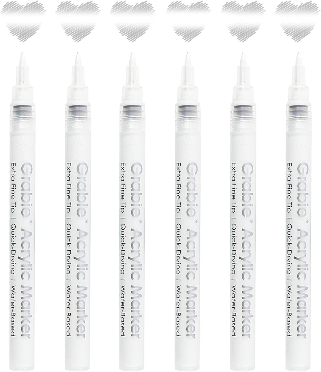 Thumbnail 4 de Grabie Paint Markers, Double Tipped Waterbased Markers – 6 White (0.7 mm) for Acrylic Drawing