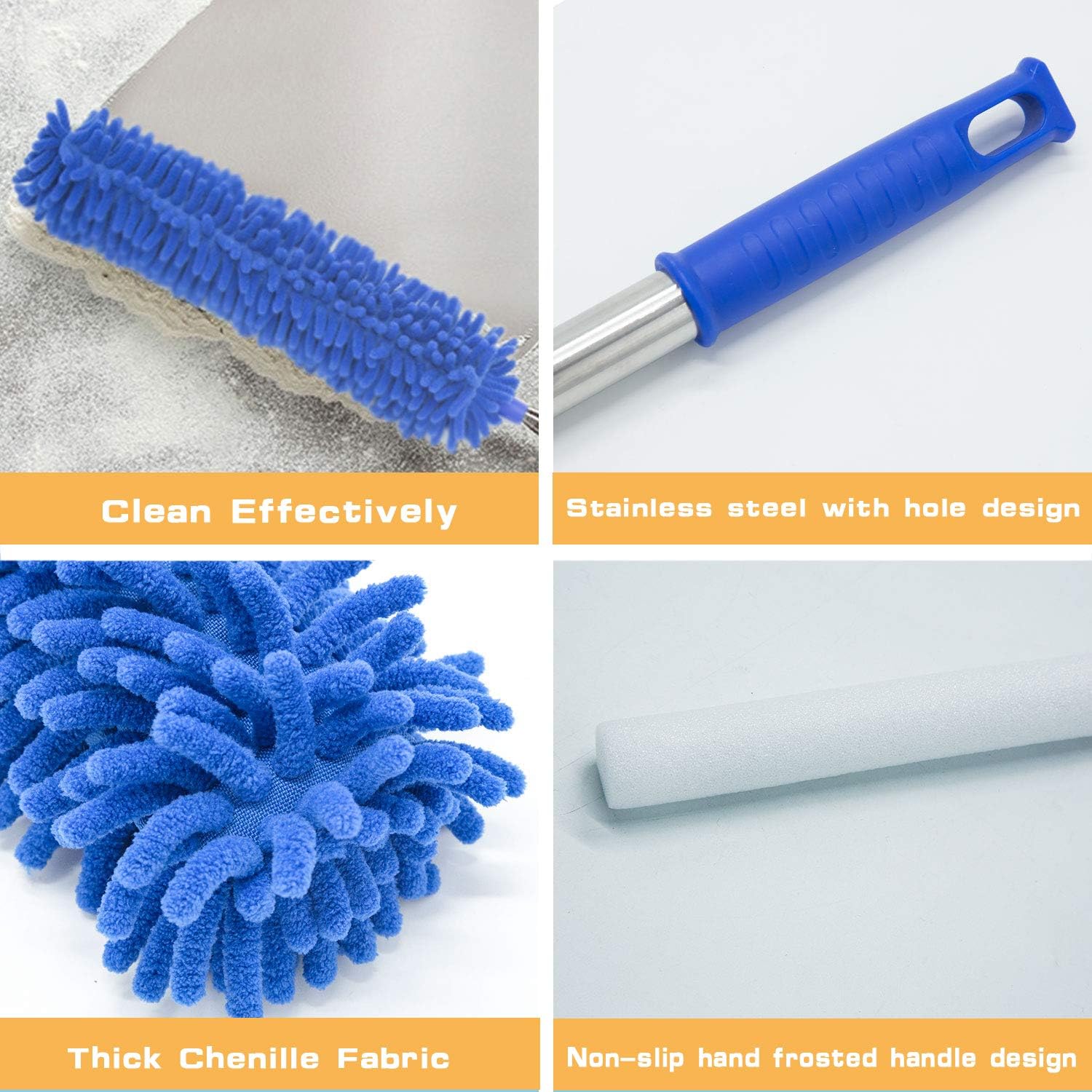 Thumbnail 3 de Microfiber Duster cleaning kit with telescoping extension pole (30–81 inch) – reusable bendable dusters for ceilings, fans and cobwebs