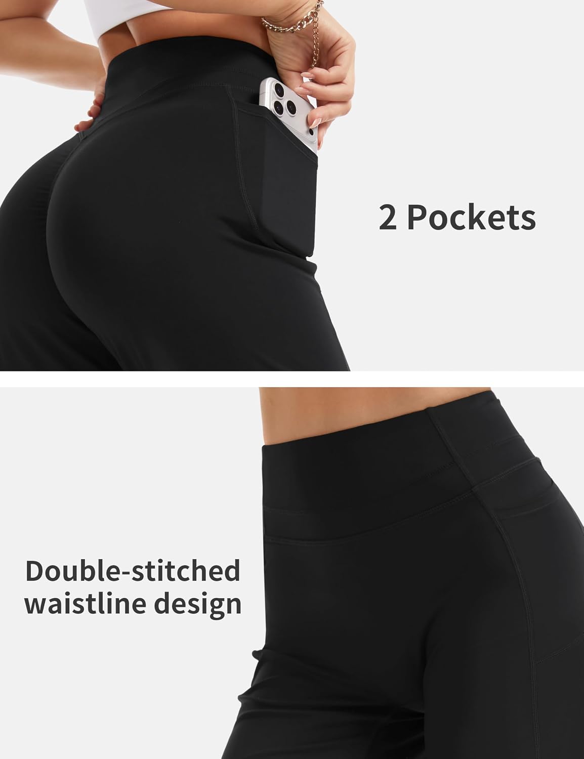 Detalle 1 de THE GYM PEOPLE Women's Wide-Leg Yoga Pants, High Waist, No Front Seam