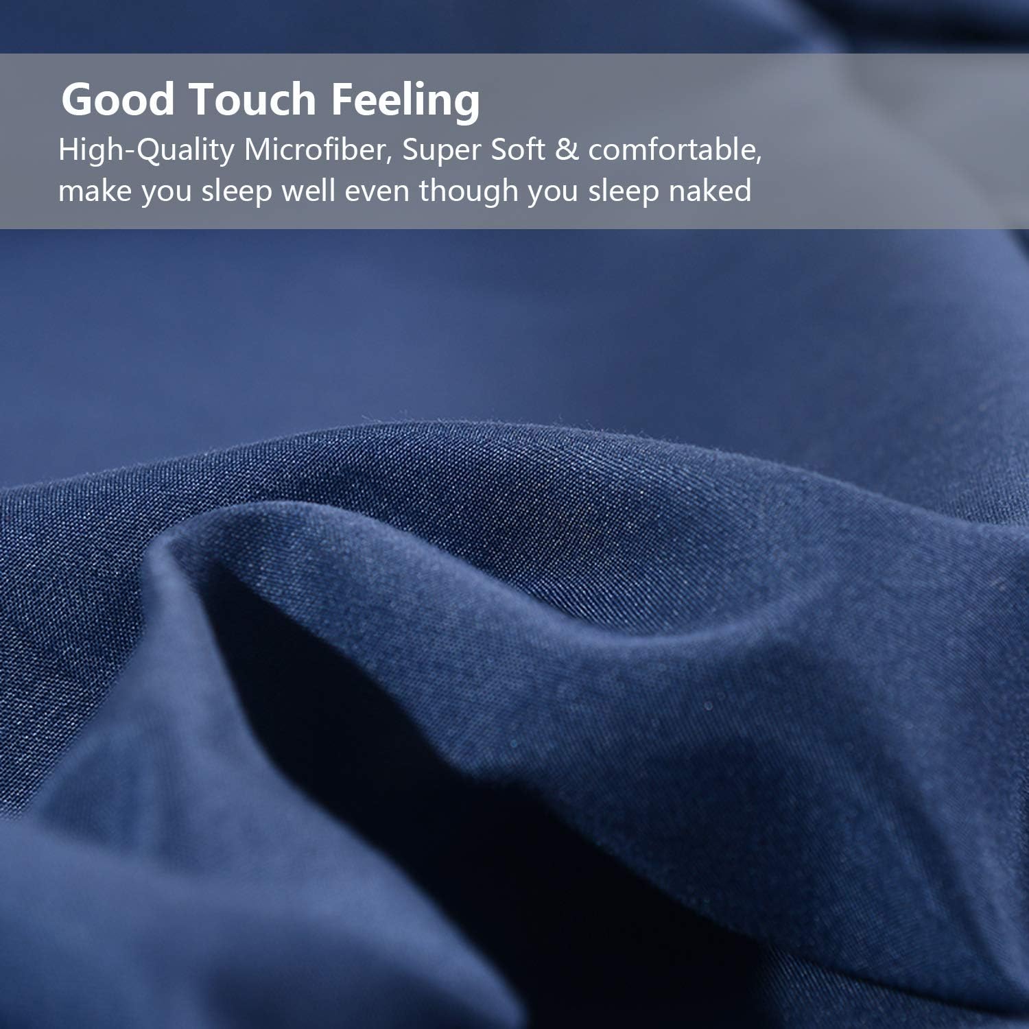 Detalle 2 de Softan MICSHTSETNAVYQ Queen Microfiber Sheet Set, Navy, 15-Inch Deep Pocket