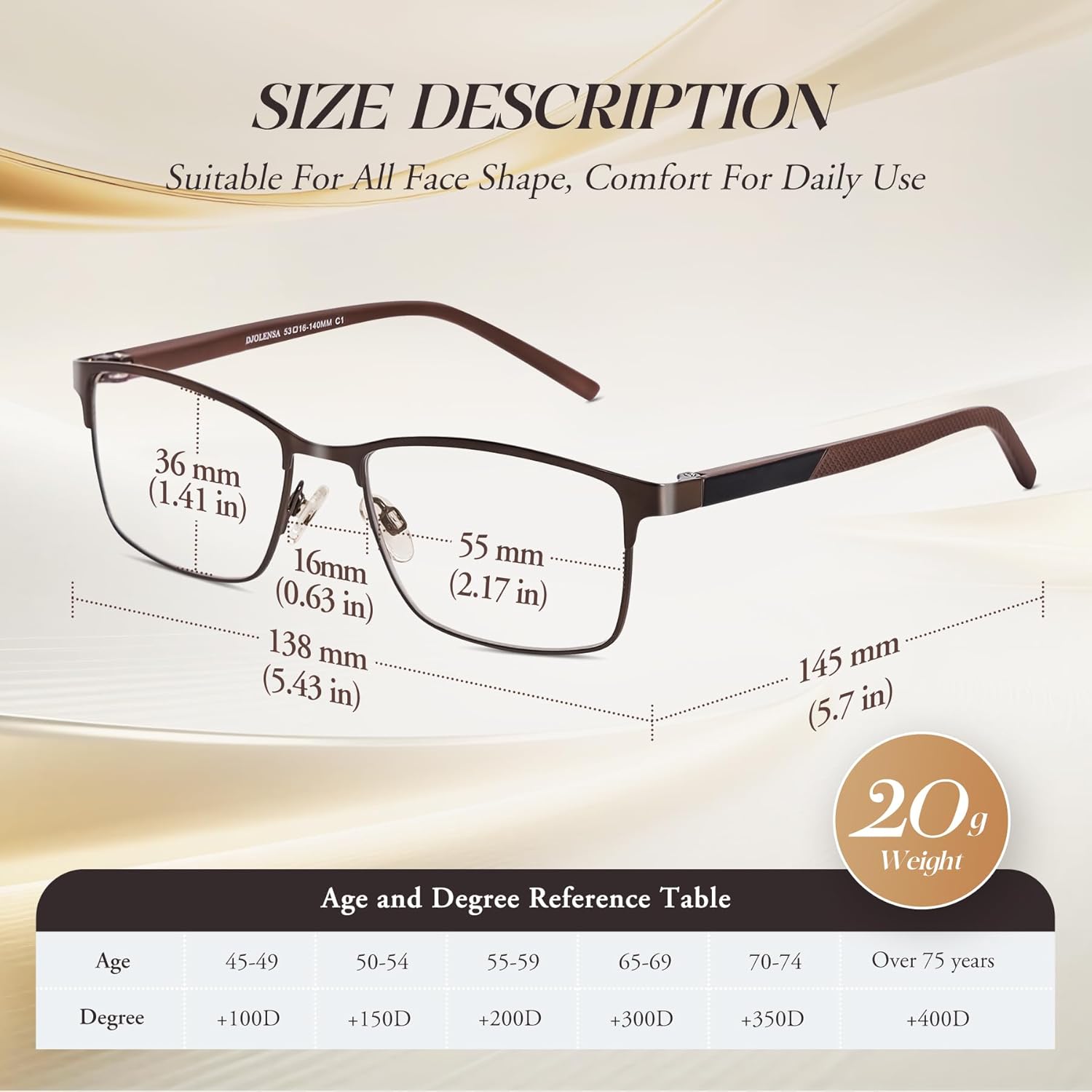 Thumbnail 1 de DJOLENSA 3er-Set Lesebrillen für Herren (Stärke +3,0) mit Blaulicht-Blocker, Metallrahmen & Etuis