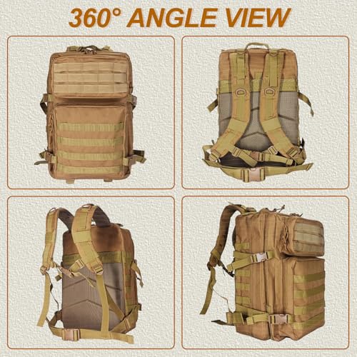 Detalle 2 de HEMSO Mochila Táctica Militar 45 L - Impermeable, 50x30x30 cm, Caqui