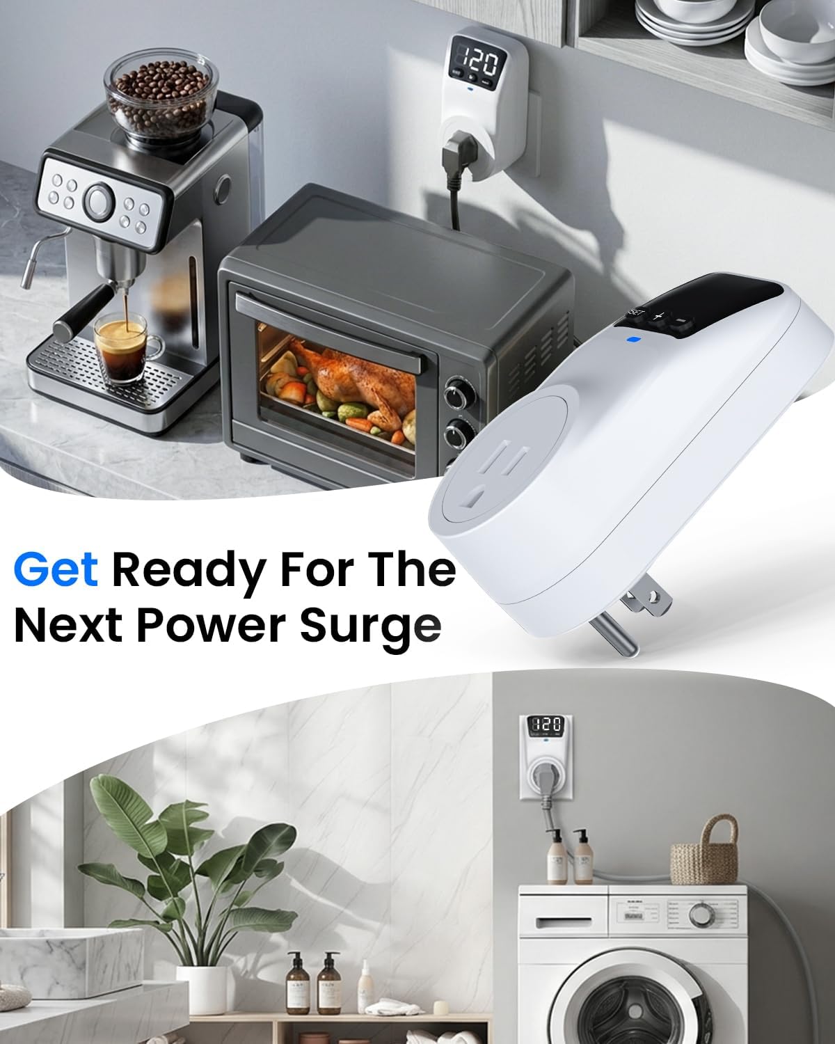 Thumbnail 6 de Treybair 3-Pack Appliance Surge Protectors, 1800J, Adjustable 80–140V