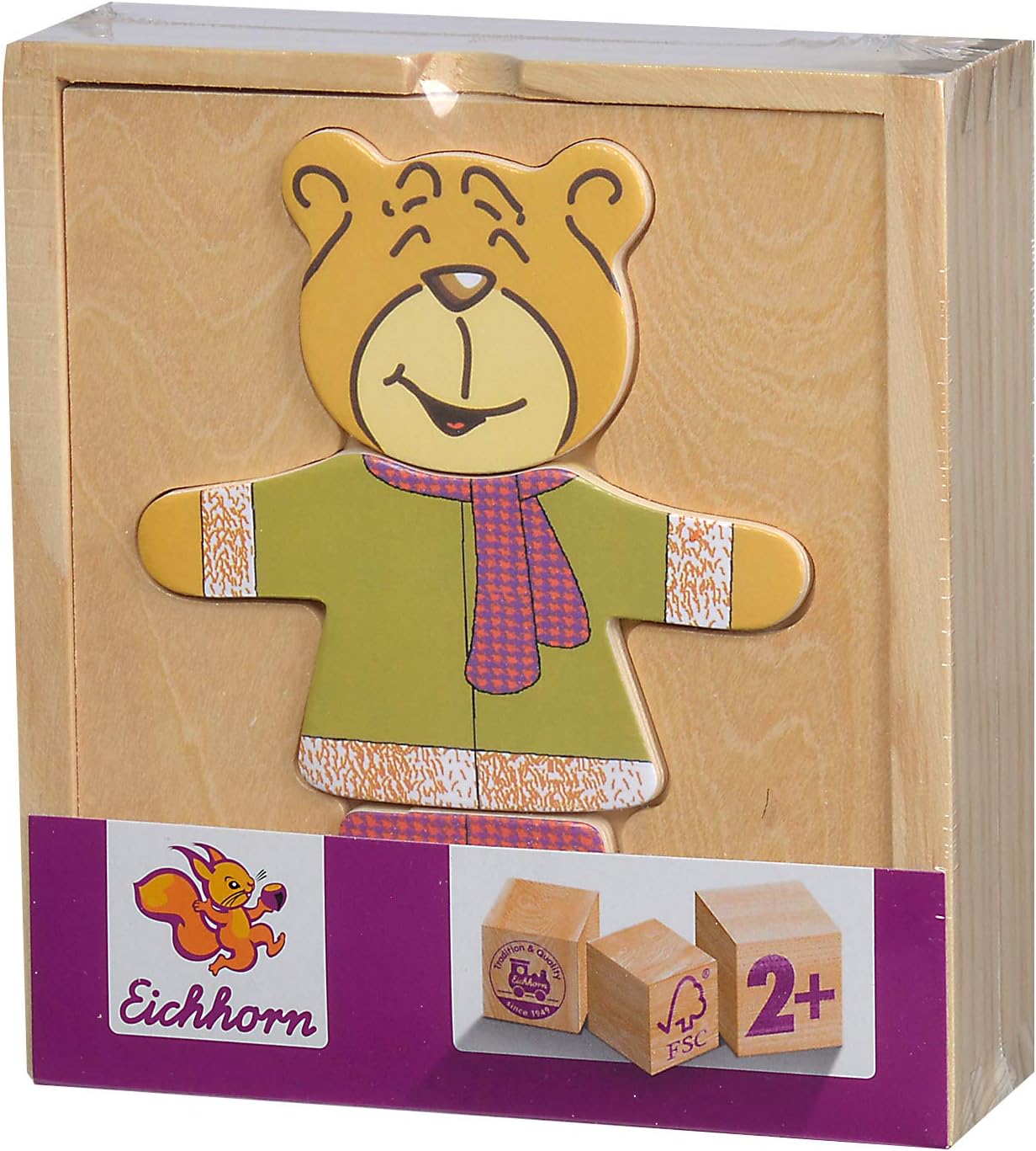 Thumbnail 1 de Eichhorn 100005401 björnpussel i FSC-certifierad lindplywood, 18 delar