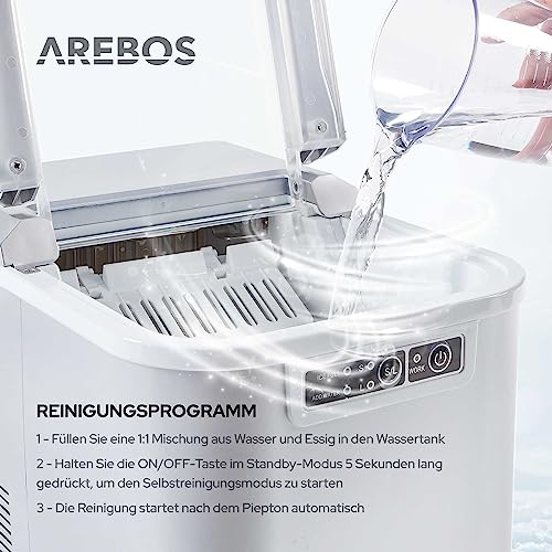 Detalle de Arebos Eiswürfelmaschine – Selbstreinigend, leise & flexibel: Große Eiswürfel, 12 kg/24 h