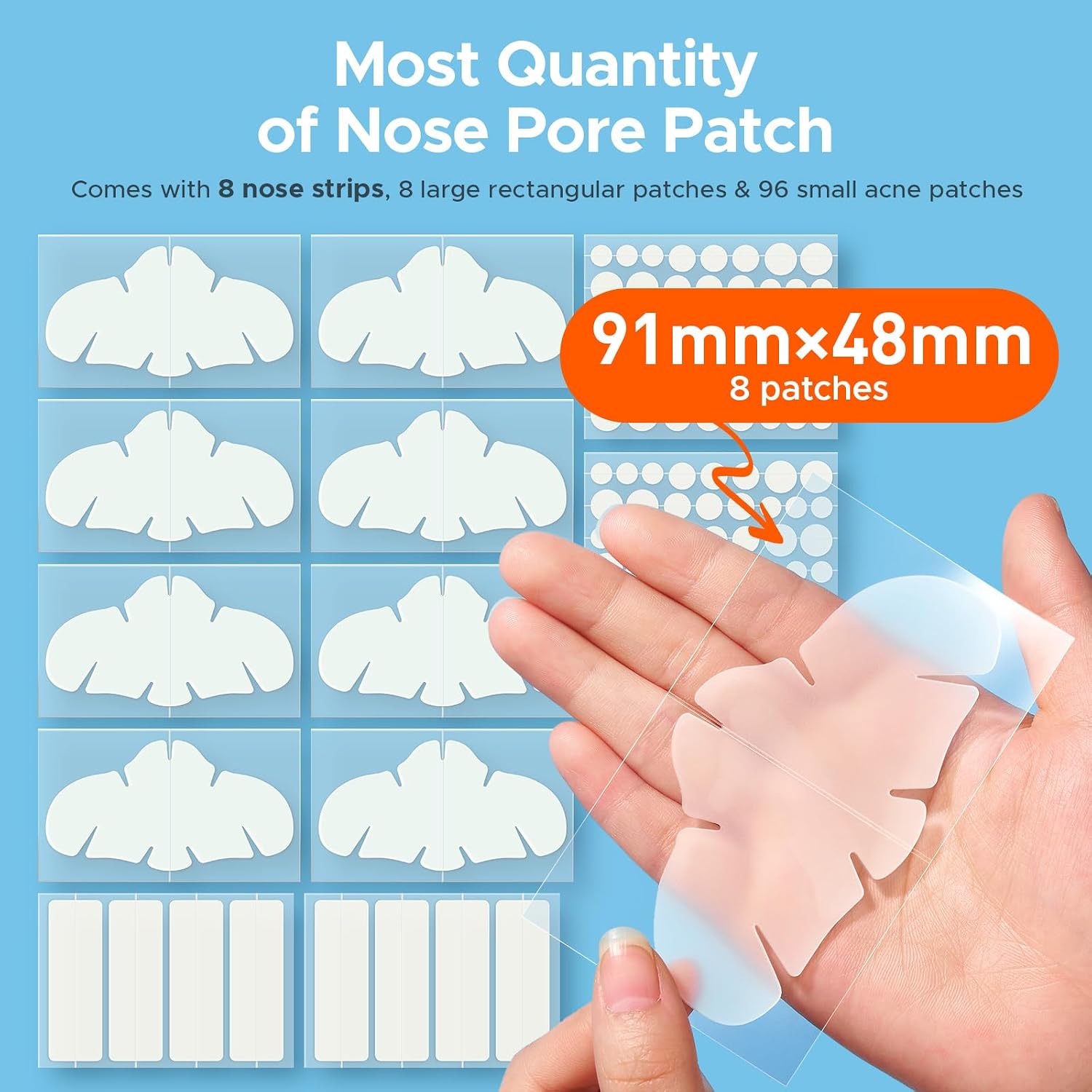 Detalle 2 de TKTK Hydrocolloid Pimple Patches, XL Nose Strips, 5 Sizes, 112 Count