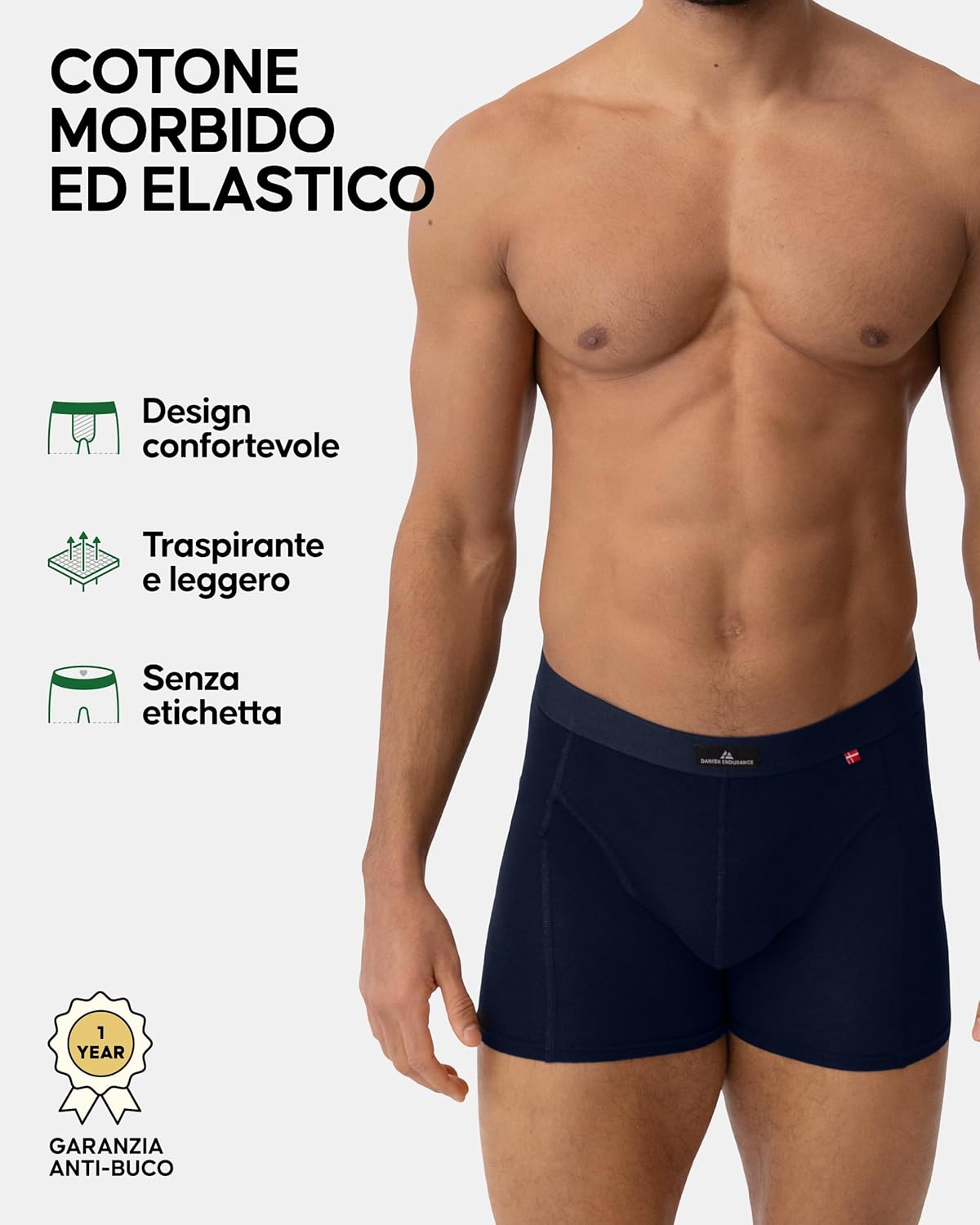 Thumbnail 2 de Danish Endurance Boxer da Uomo in Cotone Premium – Confezione da 3