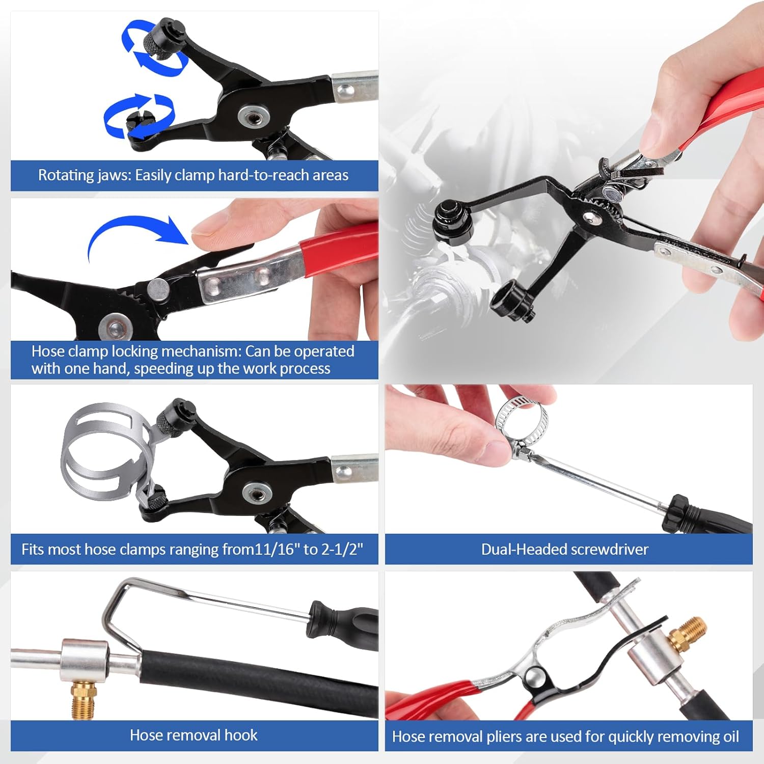 Detalle de 9PCS Hose Clamp Pliers Set Hose Clamp Removal Tool for Automotive & Flexible Clamps