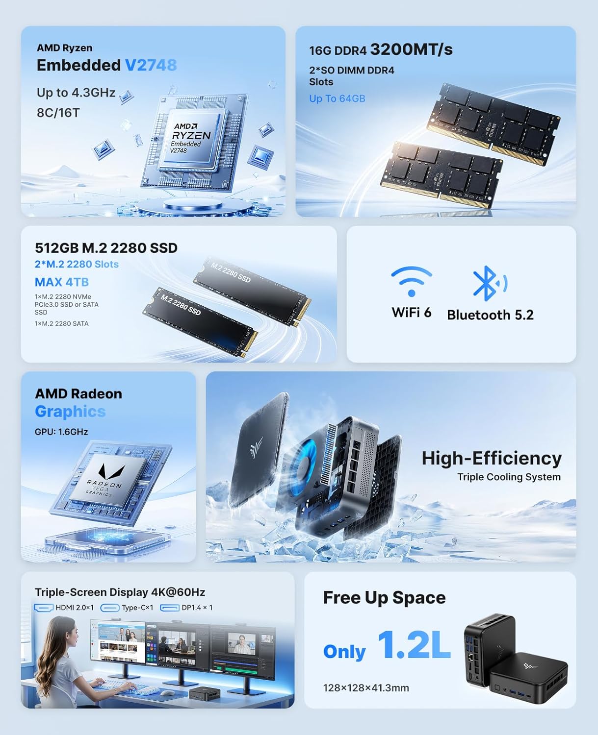 Detalle 2 de KAMRUI Mini PC E3B 11 Pro 16GB 512GB