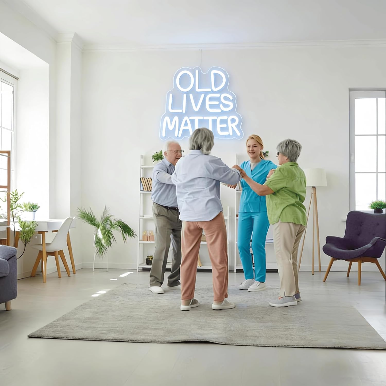 Thumbnail 6 de Old Lives Matter Neon Schild – LED Weiß, USB, dimmbar (28×28 cm)