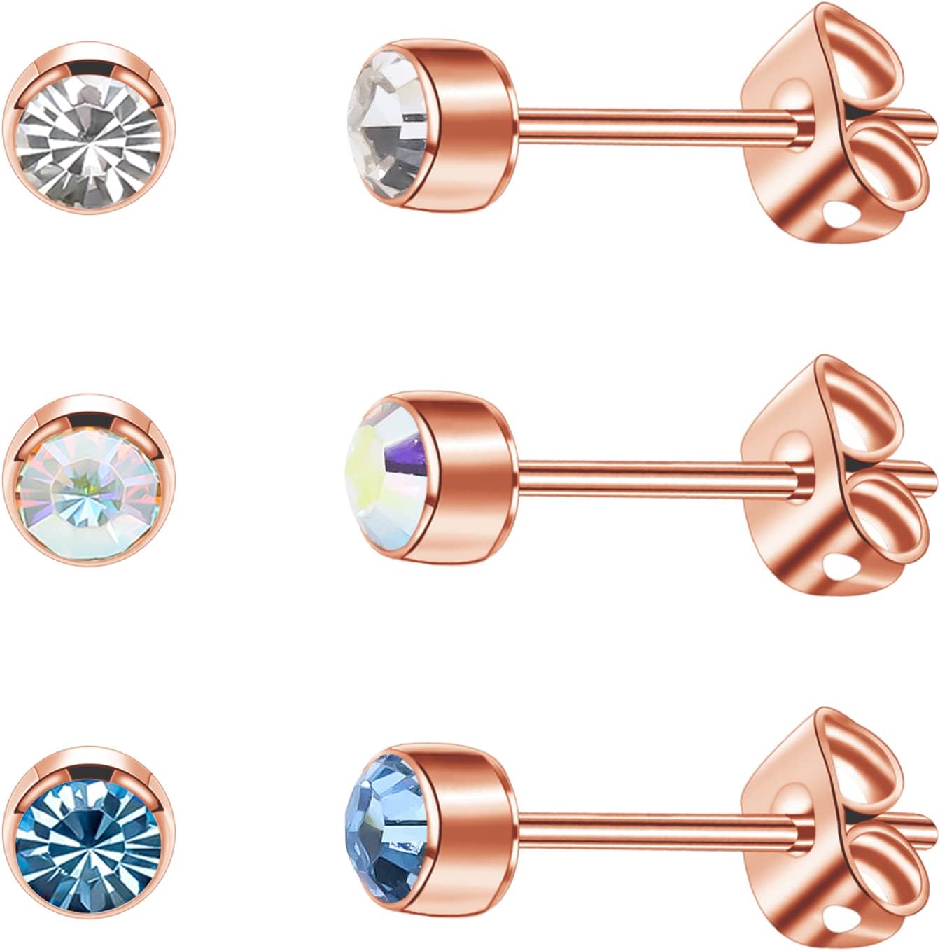 Thumbnail 6 de 3er-Set Titan-Ohrstecker 4–5 mm, hypoallergen