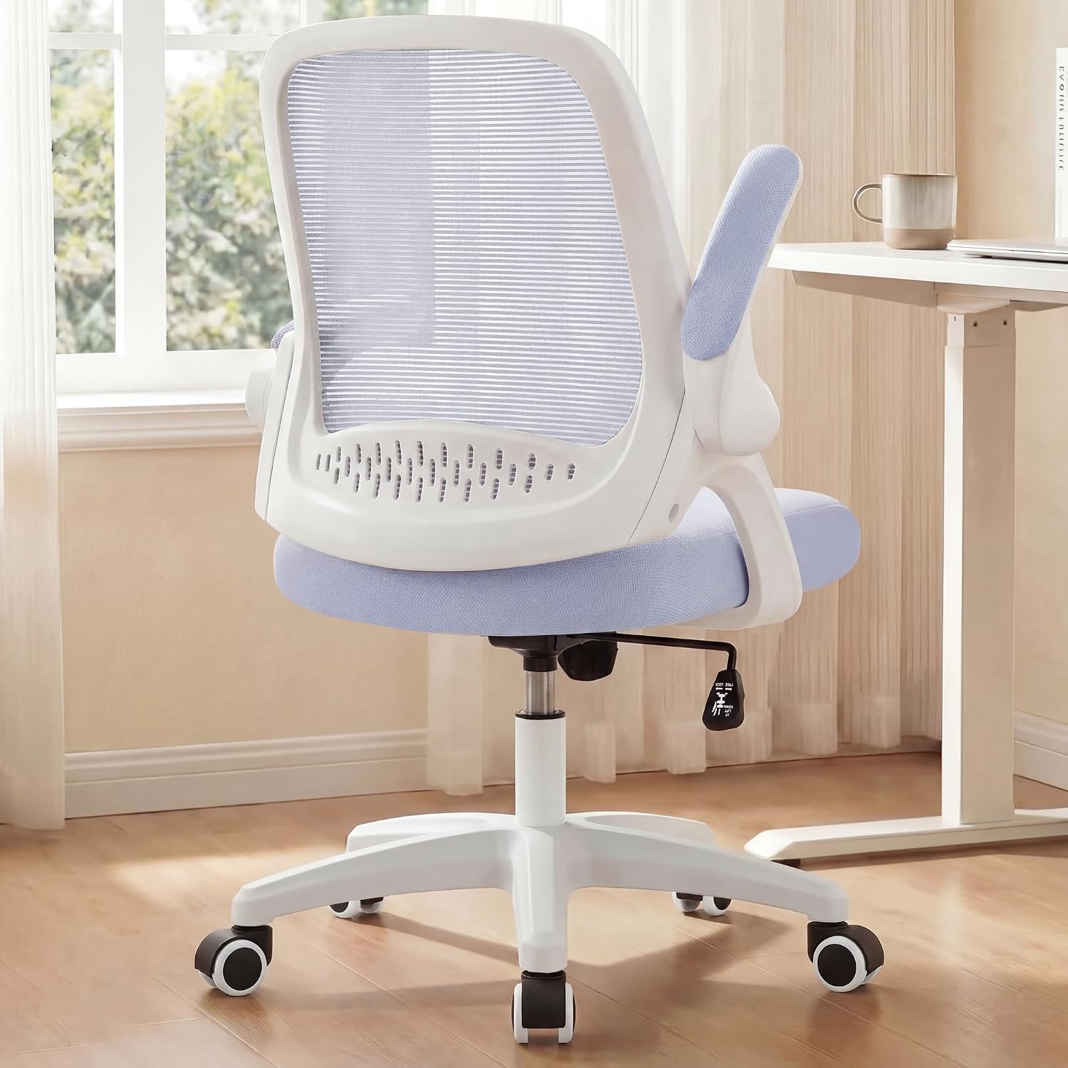 Detalle de NEO CHAIR NEC Office Desk Chair, Purple Mesh, Flip-Up Arms, Lumbar Support