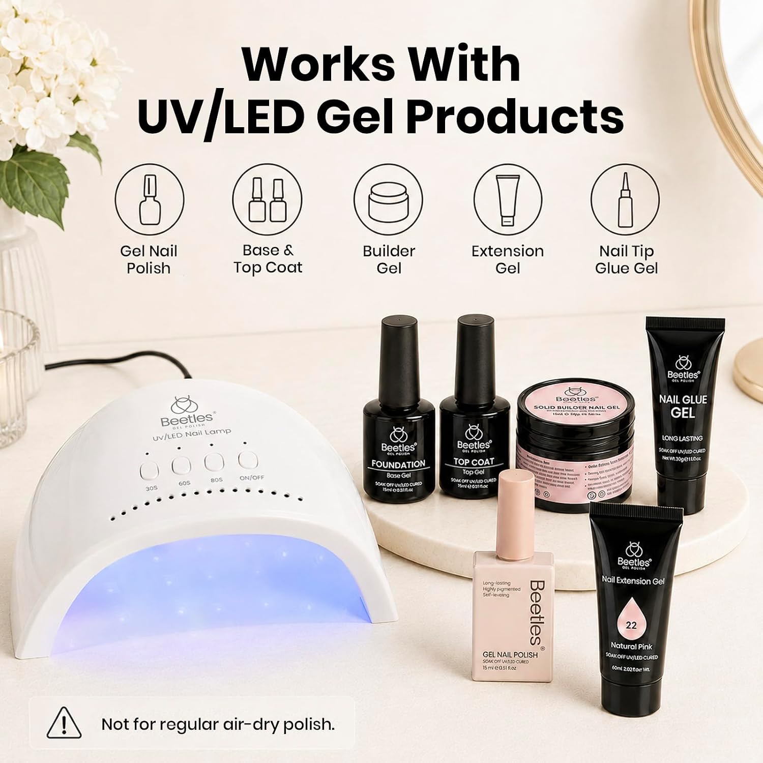 Detalle de beetles Gel Polish Beetles UV Nail Lamp with 3 Timer Settings (30/60/120s) — White