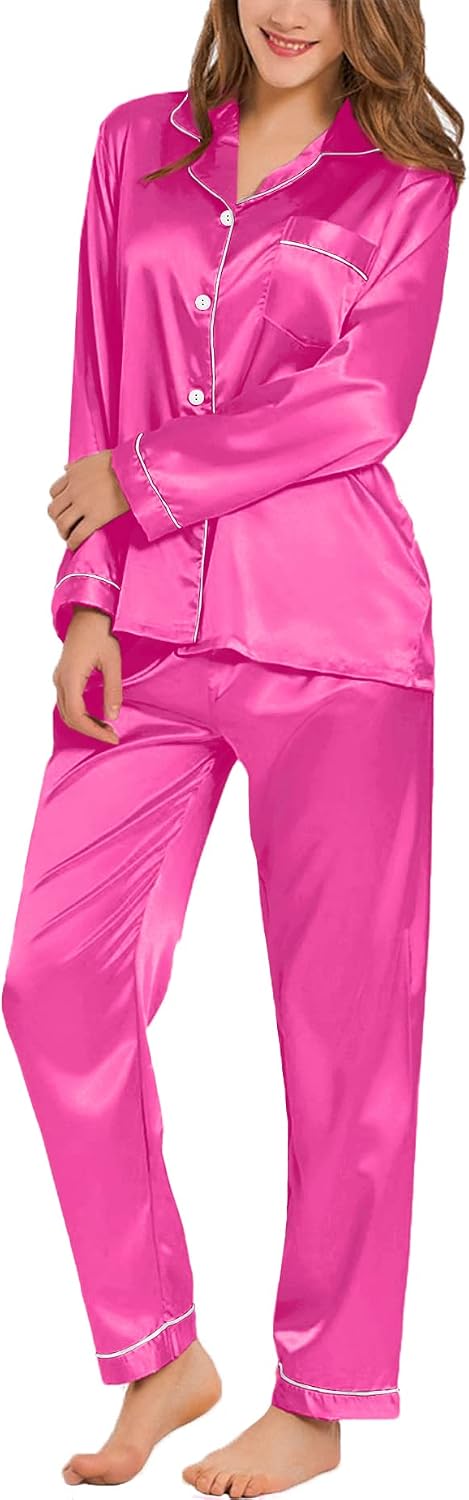 Detalle de SWOMOG Silk Satin Pajamas Set XS-3XL