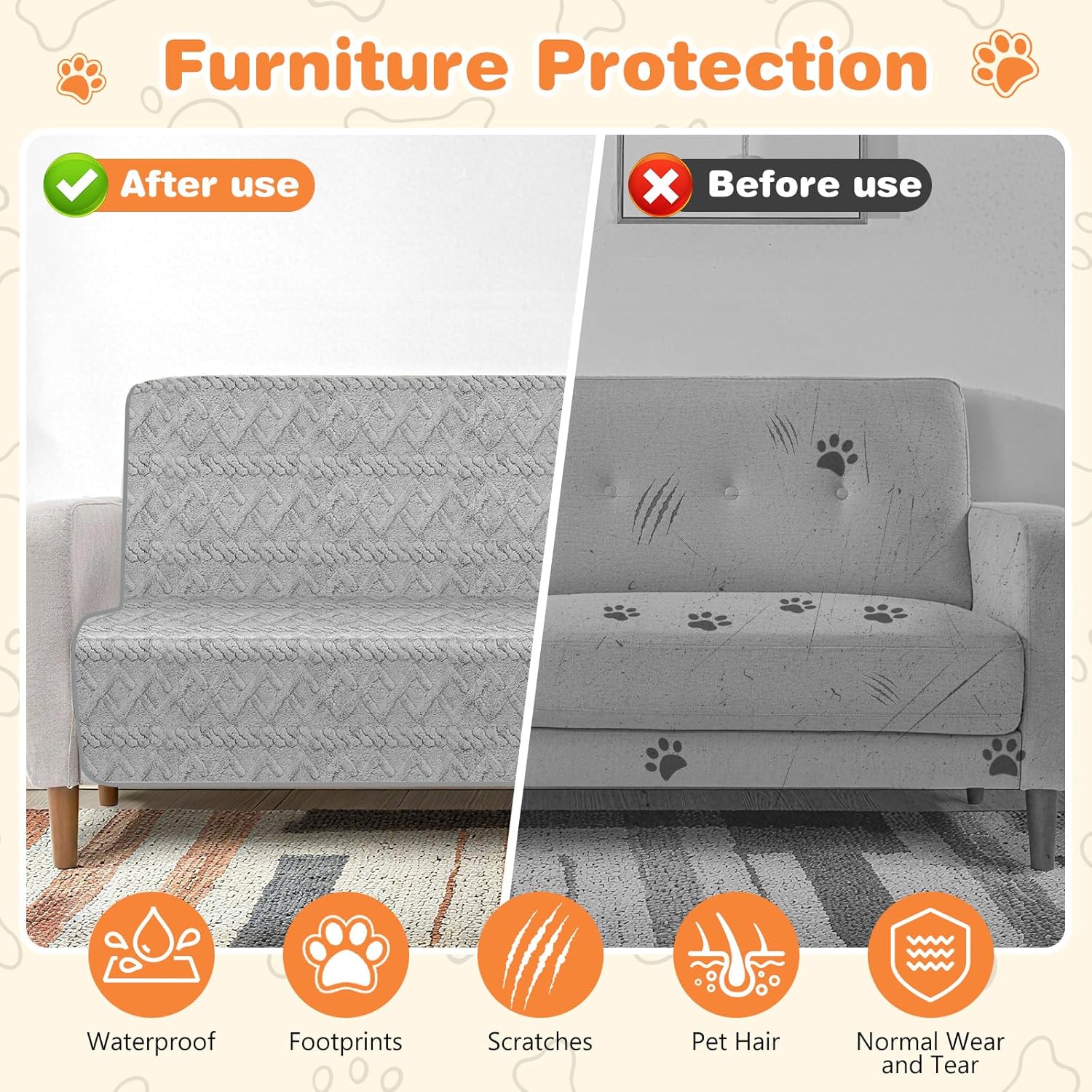 Detalle de Omtofo Coperta Impermeabile 100×75 cm per Cani di Taglia Media: Calda, Reversibile e Protettiva