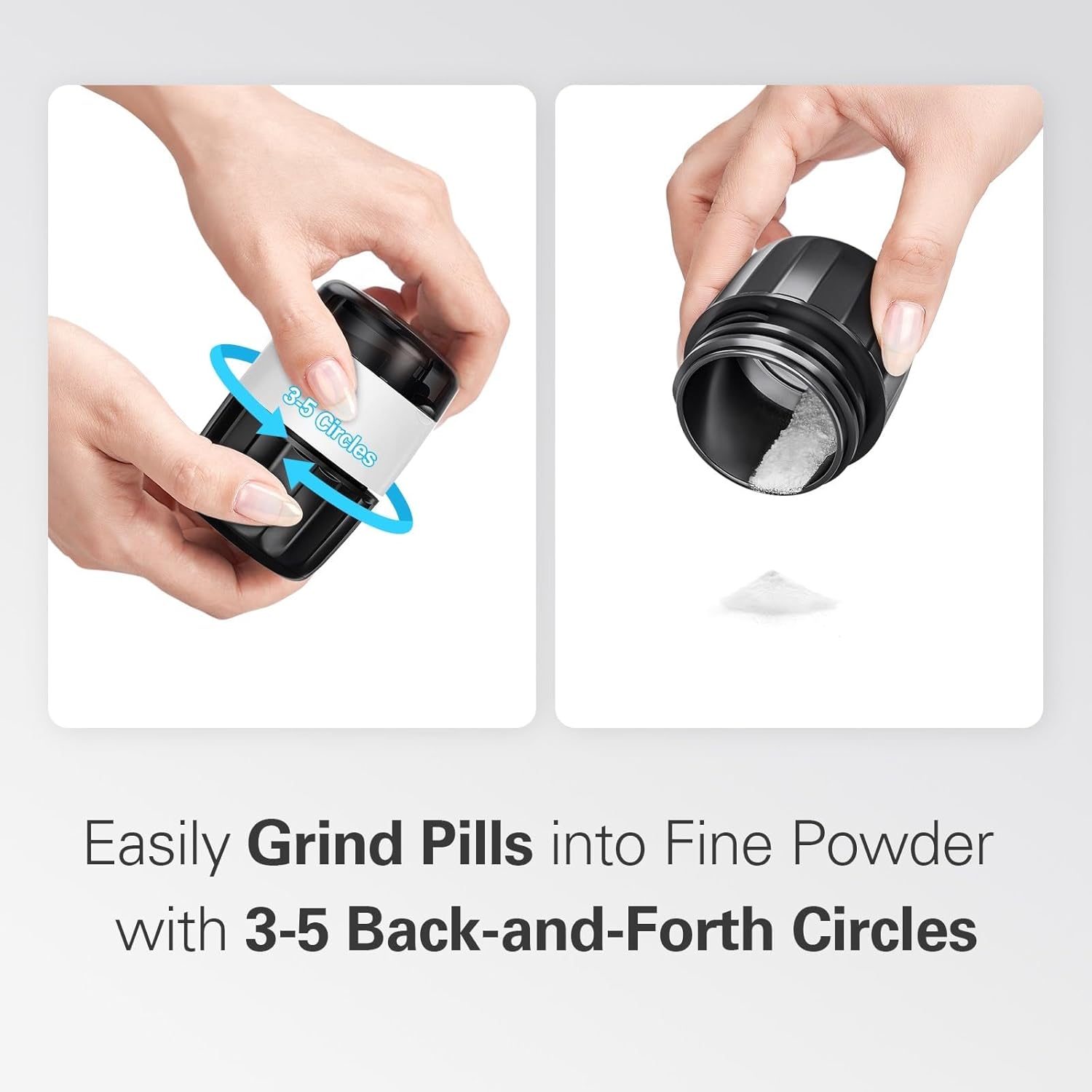 Detalle de 3-in-1 Pill Crusher for Tablets: Stainless Steel Grinding Head with Built-in Storage