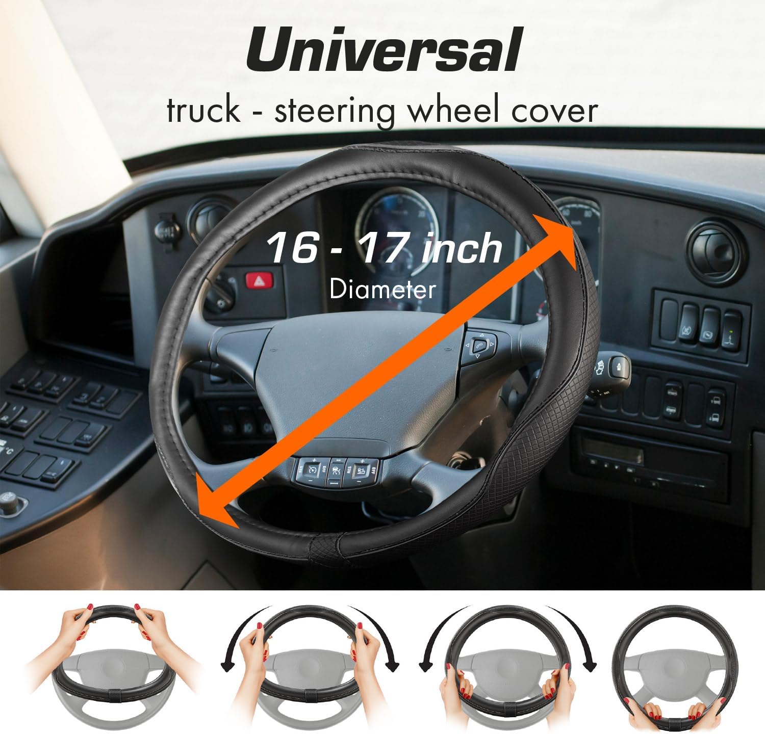 Thumbnail 2 de Upgrade4cars 17.5-18 inch Truck Steering Wheel Cover in Black