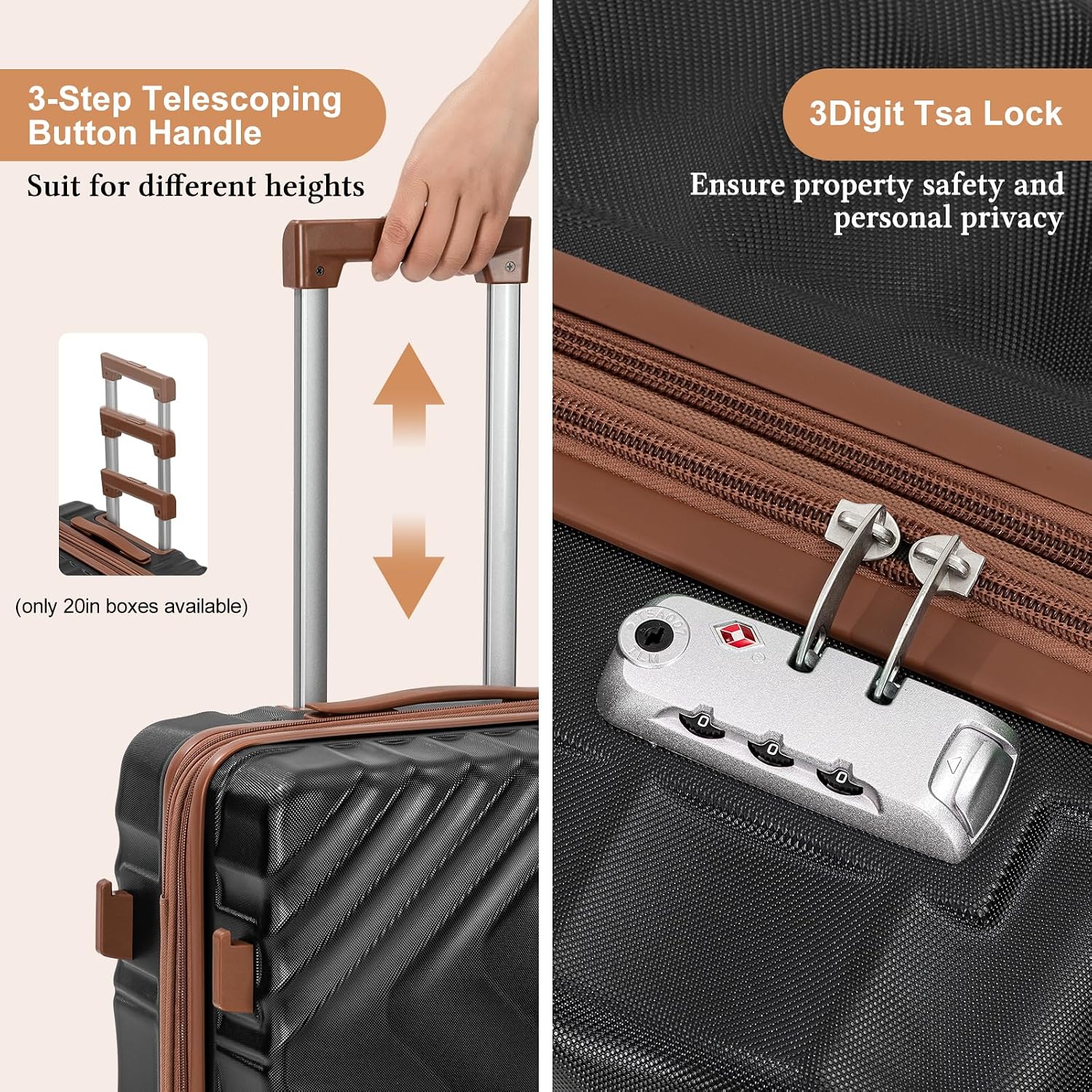 Detalle 2 de Rosamo 5-Piece Luggage Set 22x14x9 Carry-On