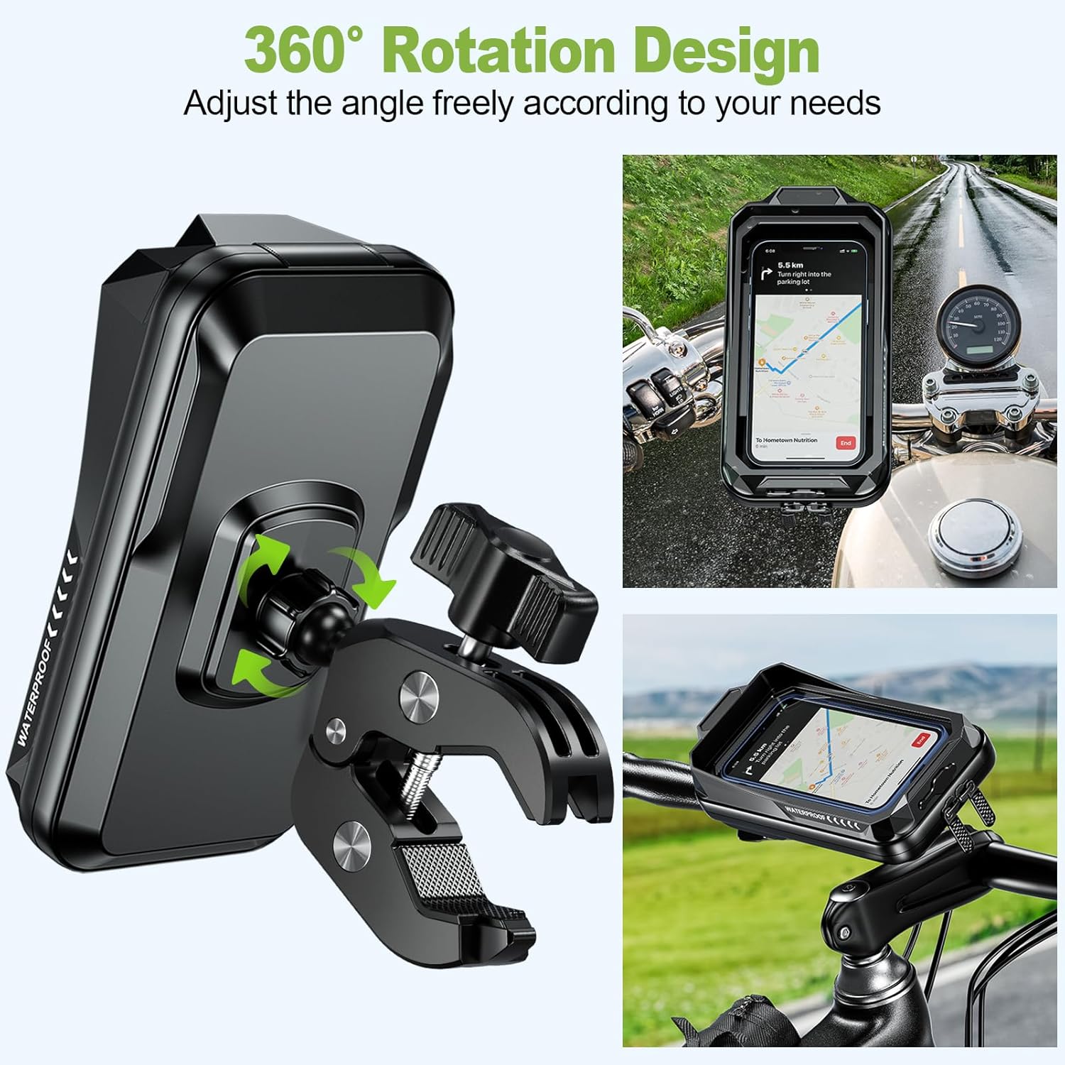 Thumbnail 3 de BTNEEU Motorrad-Handyhalterung wasserdicht bis 7,0 Zoll (Schwarz C) mit 360° Drehung & Touchscreen-Front
