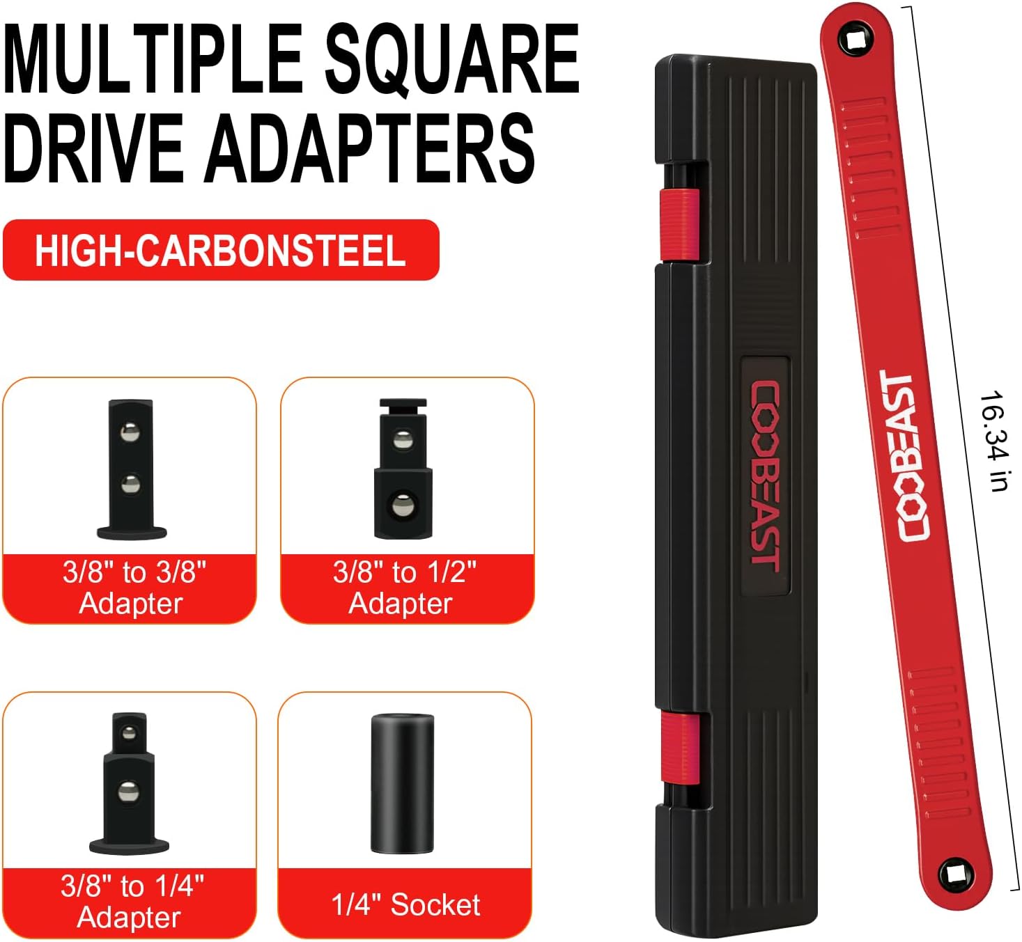 Detalle de coobeast 3/8-Inch Pro Offset Extension Wrench Set with Square Drive Adapters