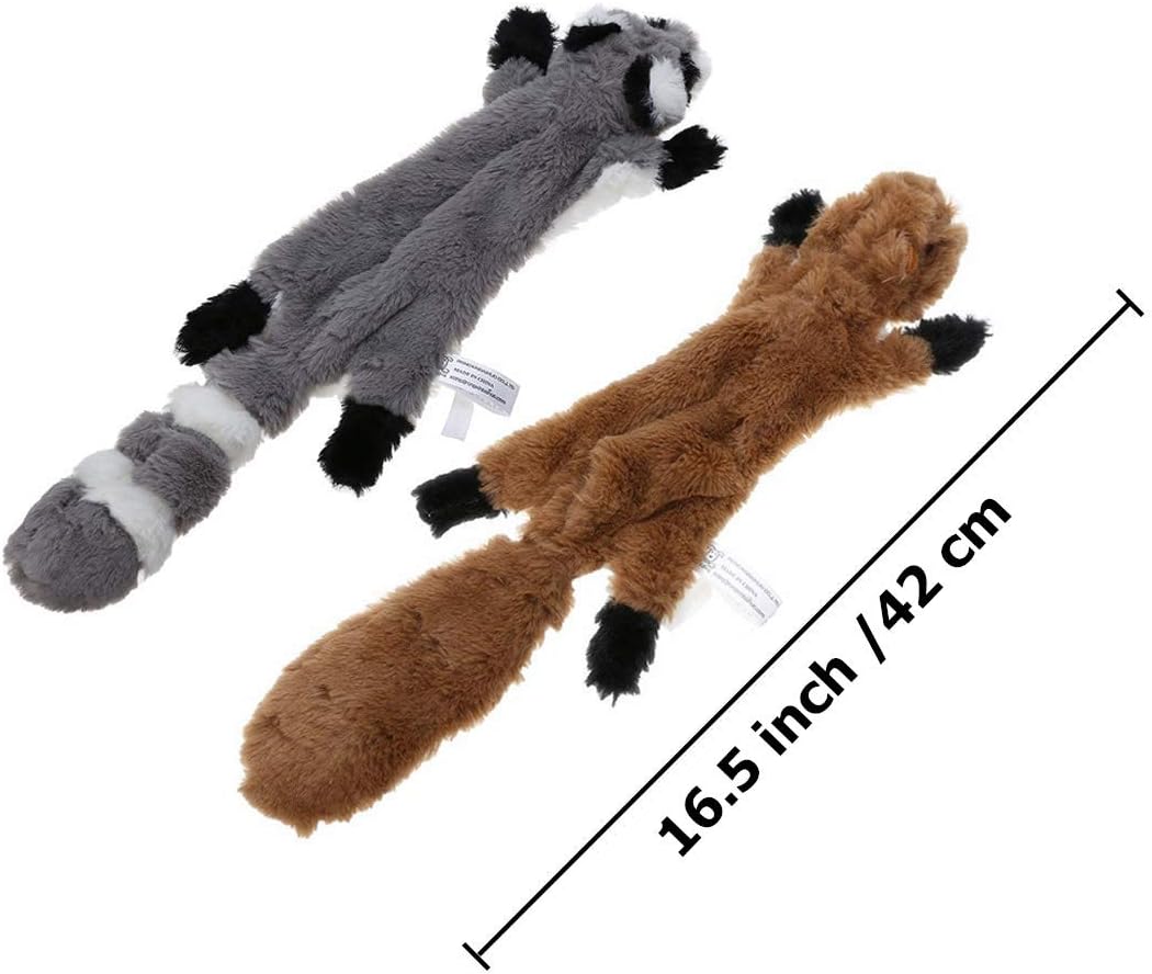 Thumbnail 6 de PDTO No Stuffing Squeaky Dog Toys | Squirrel & Raccoon 2 Pack – 45cm Plush for Small & Medium Dogs