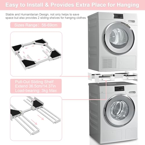 Thumbnail 2 de NIUXX Kit apilar lavadora y secadora universal ajustable (56–69 cm) con marco intermedio y 6 tubos