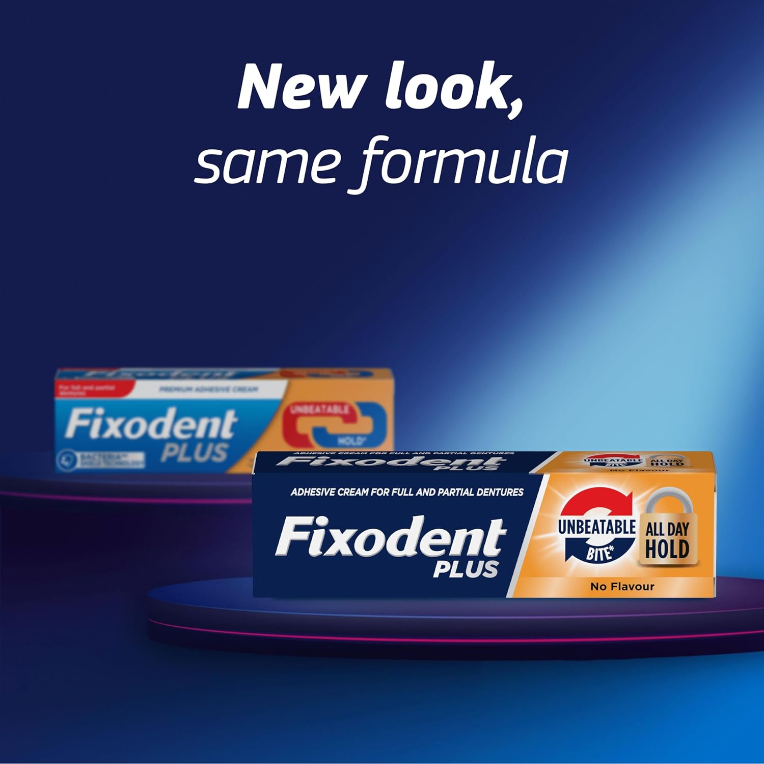 Thumbnail 3 de Fixodent Plus Unbeatable Bite Denture Adhesive — Flavour Free 40g (Pack of 3)