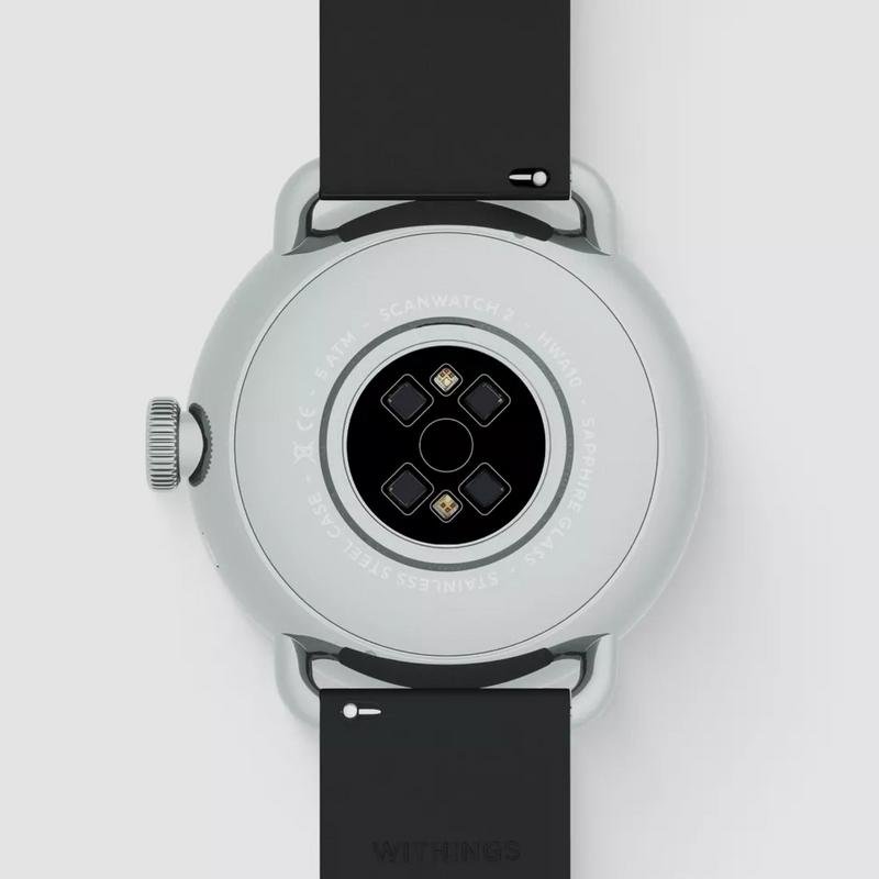 Detalle de Withings ScanWatch 2 Bluetooth 38mm en acero inoxidable con correa negra