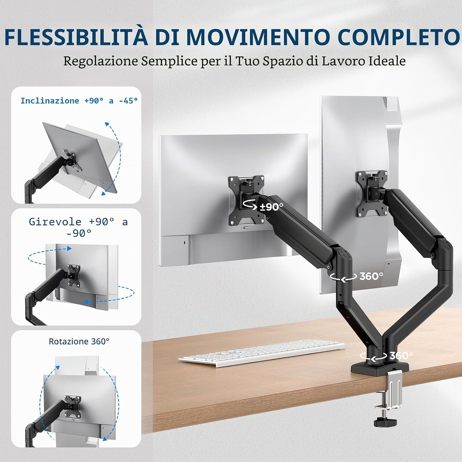 Detalle 2 de GRIFEMA GB2003-2 supporto doppio monitor 13-32 pollici