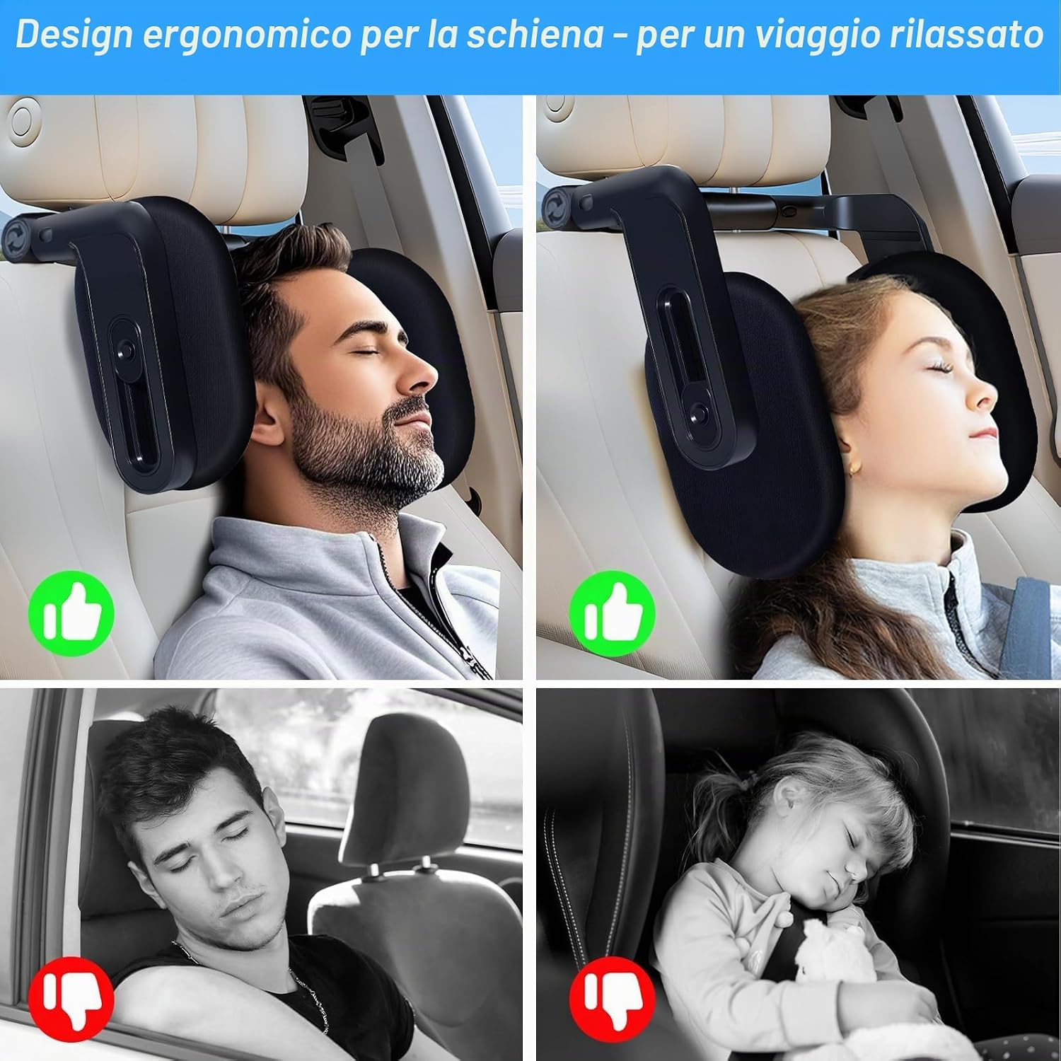 Detalle de Torven Poggiatesta Auto 360° | Poggia Testa Girevole, Memory Foam, Confezione da 2