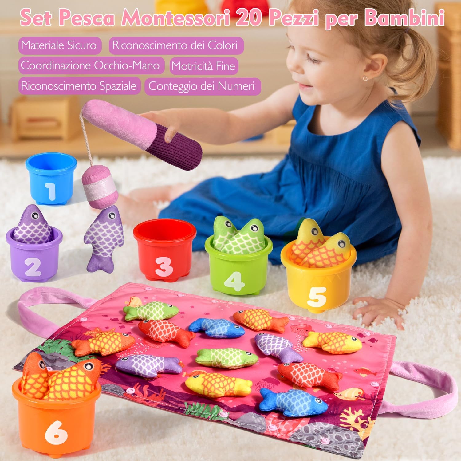Detalle de Yitical Giochi Bambini pesca Montessori 20