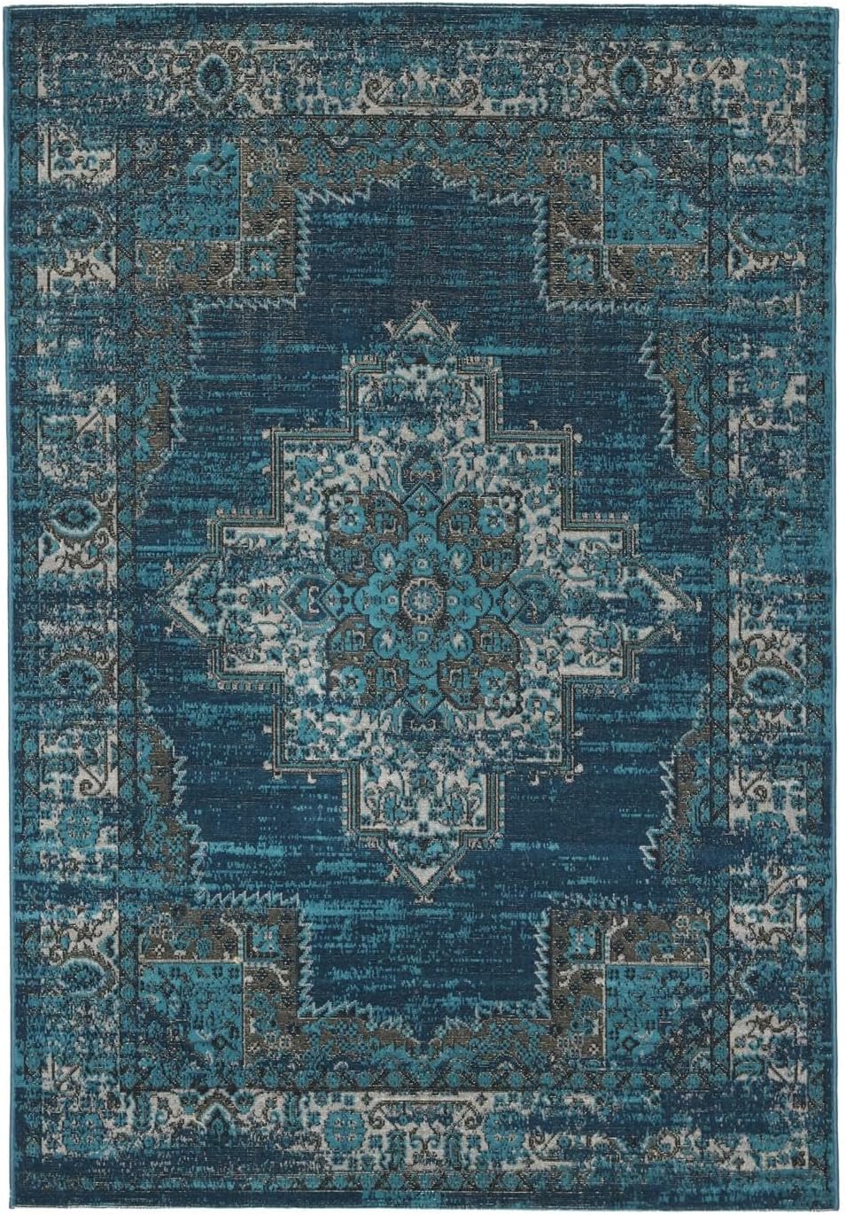 Detalle de RugVista Vintage Vega 140 x 200 cm Rug, Dark Blue/Turquoise, Low Pile