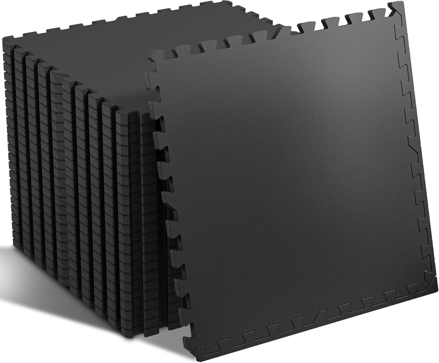 SUPERJARE 0.56'' Thick 24 Pcs Interlocking Rubber-Top Exercise Mats