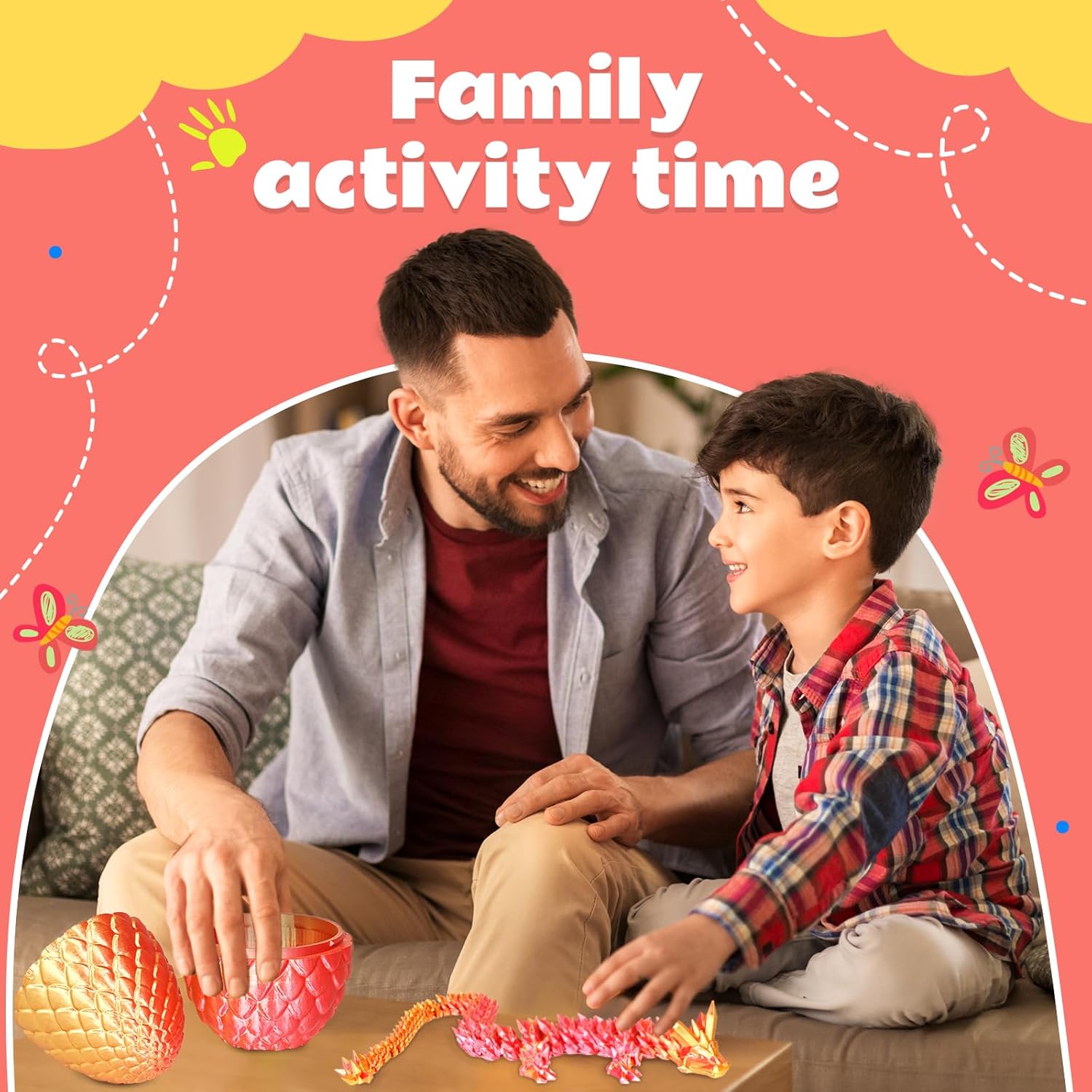 Thumbnail 6 de Olee Odee Dracheneier-Set (3D-gedruckte Fidget-Spielzeuge) in Orange-Rot, für Erwachsene & Kinder